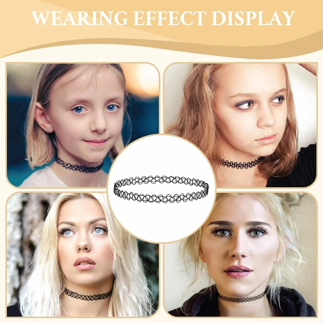 JEYORZY Choker Nero Vintage alla Moda Collana Elasticizzata Tatuaggio Donna regolabile