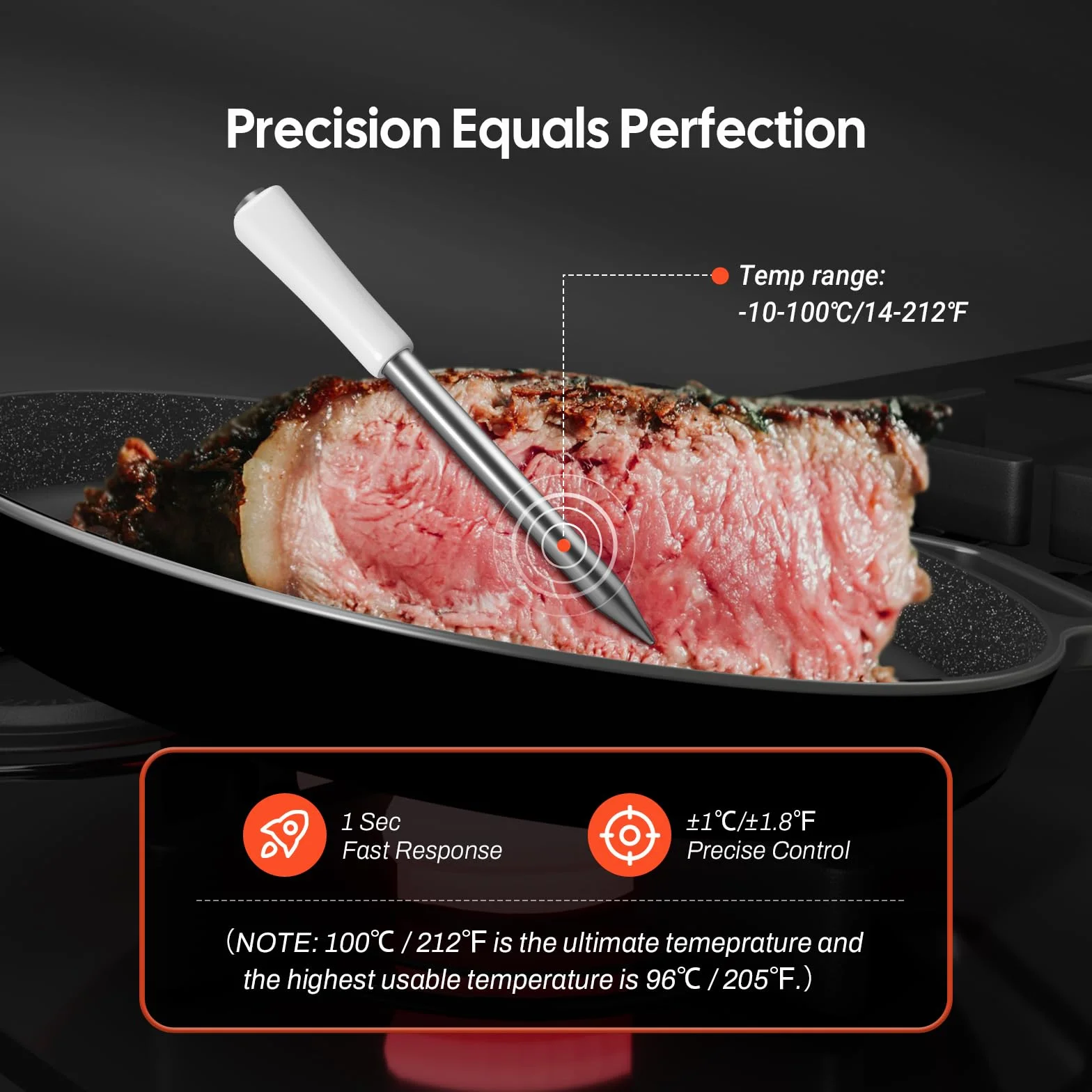 INKBIRD Termometro per Carne Wireless Bluetooth 5.4 305m IP67 Impermeabile
