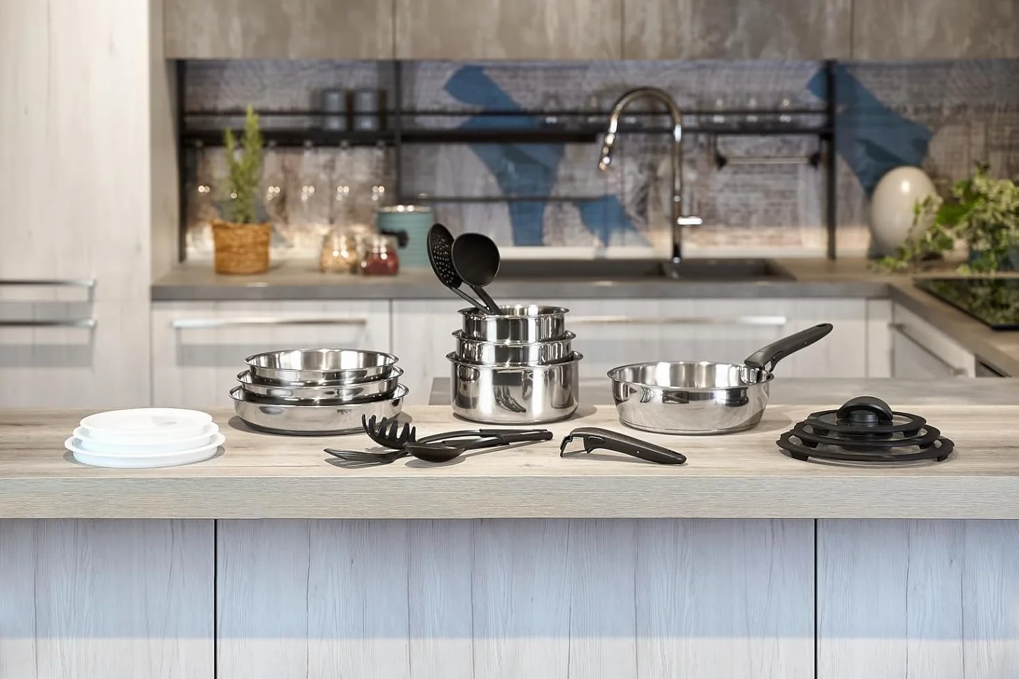 Lagostina Ingenio Inox Set di Pentole e Padelle in Acciaio Inox, 20 Pezzi, Adatto ad Induzione