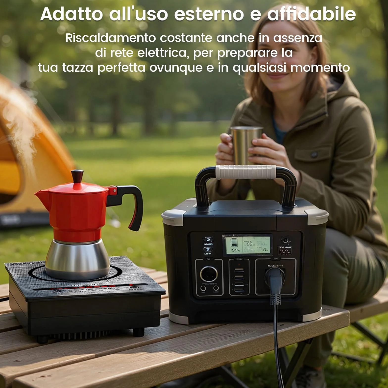 Mini piastra a induzione portatile 900W, piano a induzione 1 fuoco con 5 livelli di potenza, 100-900 Watt piastra elettrica per rimorchi da campeggio, campeggio