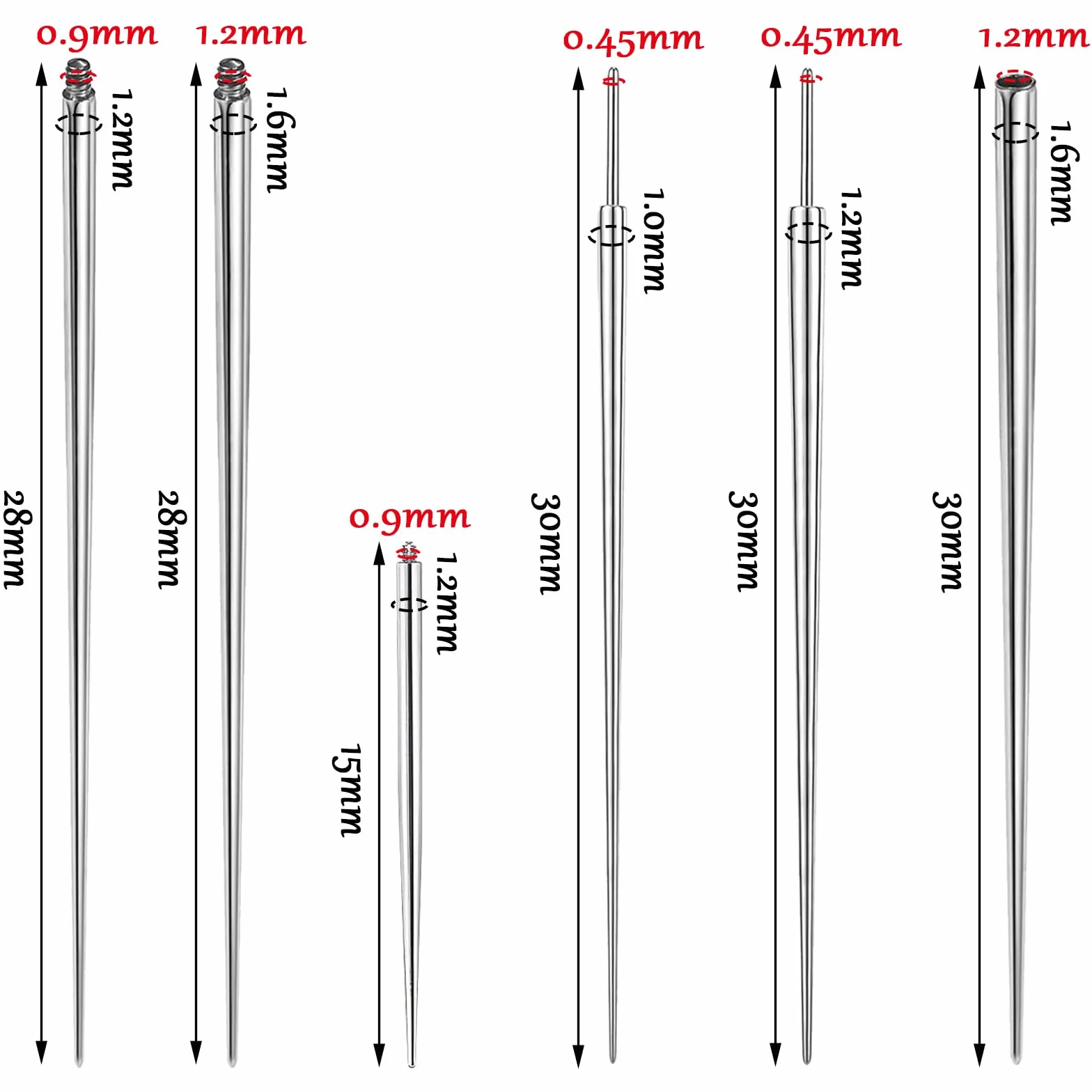 Acciaio Inossidabile 12 Pezzi Piercing Taper Palla Grabber Strumento Assistente per Orecchio Naso Sopracciglio Labbro