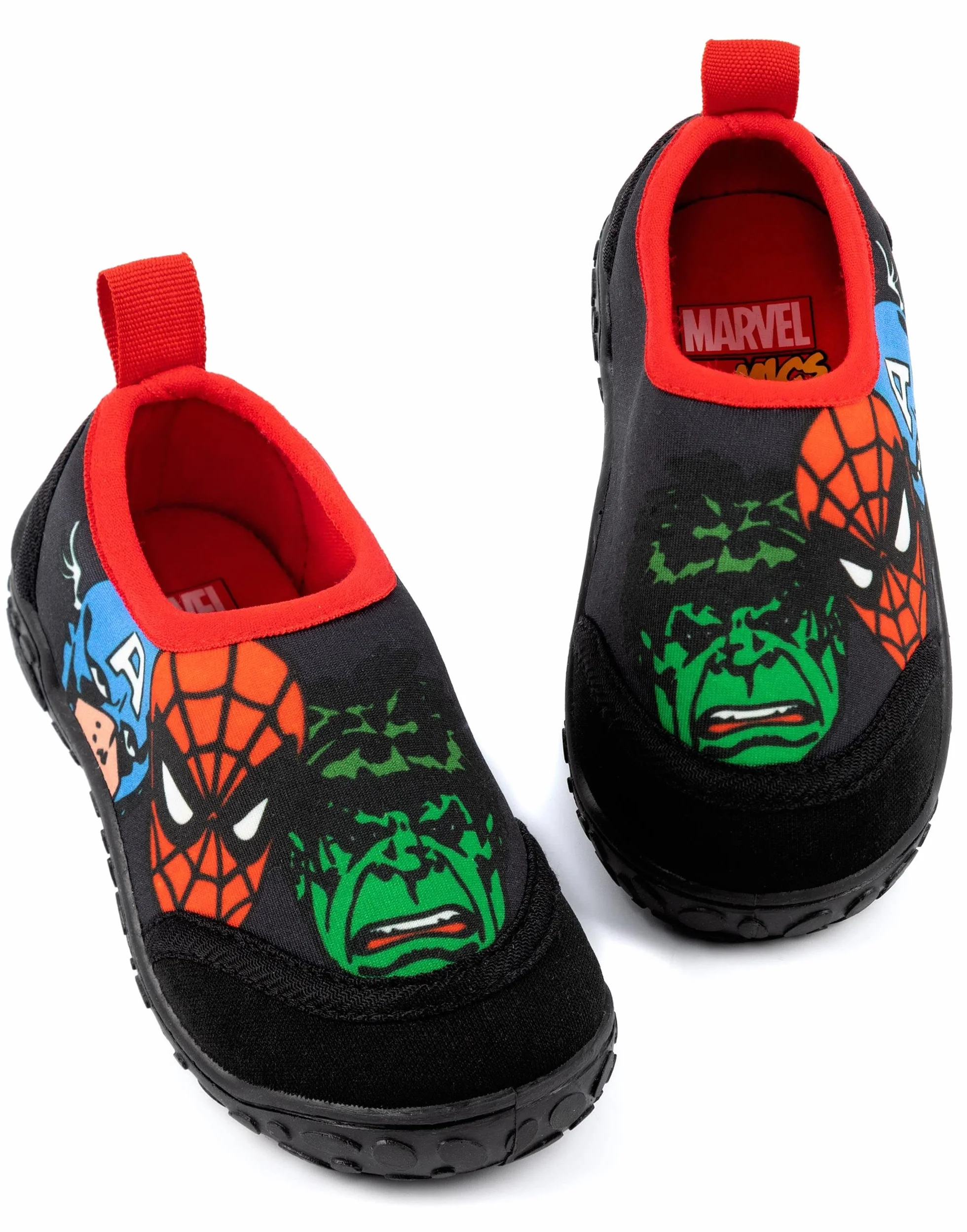 Marvel Scarpe da Bagno per Bambini Spider-Man Hulk Capitan America Supereroe Nero Rosso Acqua Resistenti Calzini Piscina