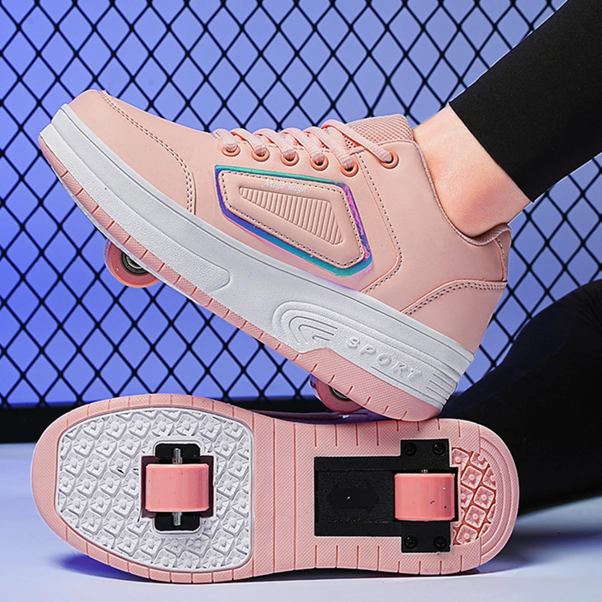 Scarpe Pattini Bambina a Due Ruote Regolabili per Skateboard