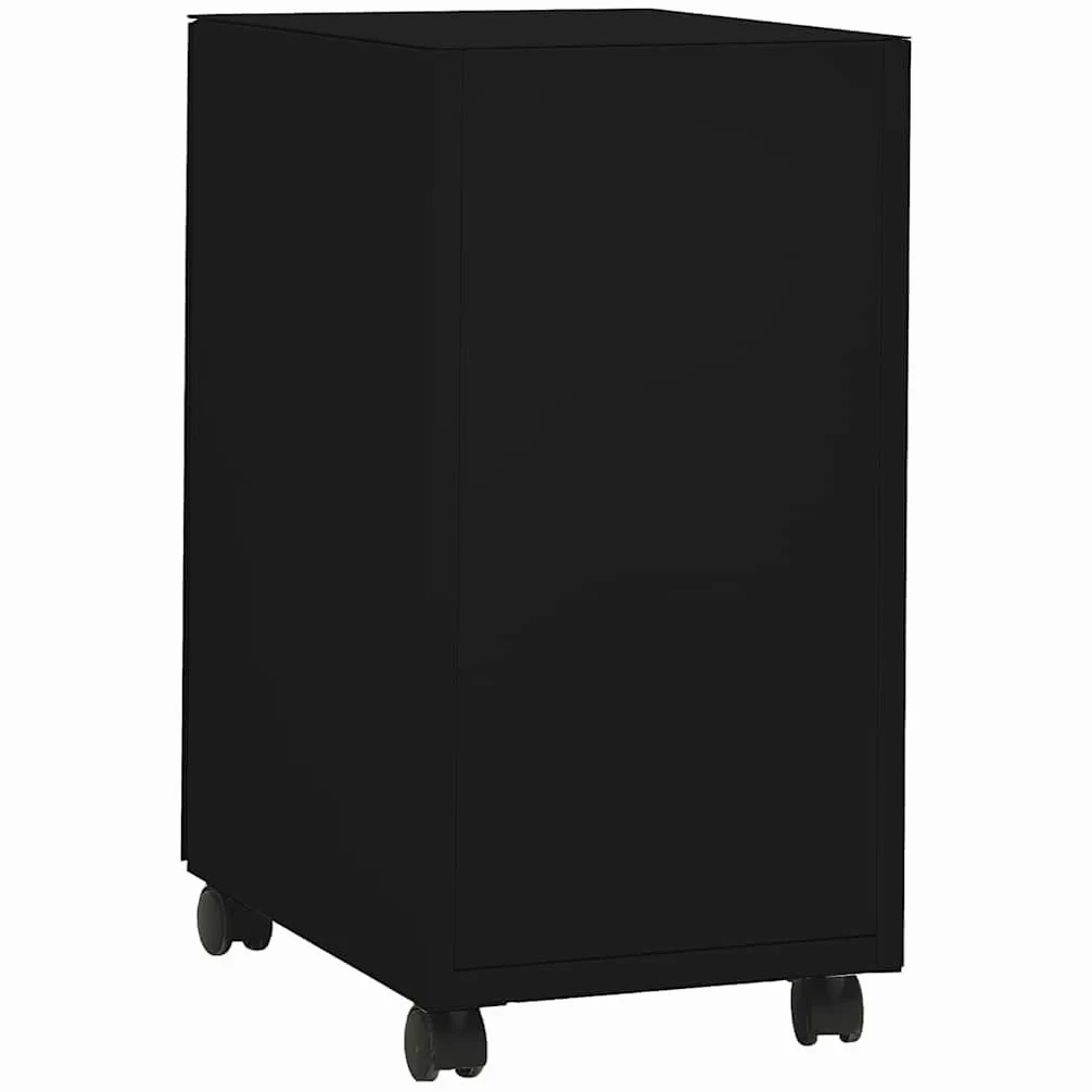Hothingwell Raccoglitore Mobile Nero 3 Cassetti Acciaio 30x45x59 cm | Con serratura, barre di sospensione rimovibili, portamatita, guide a sfera, sotto scrivania