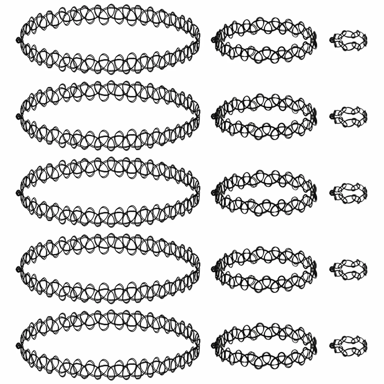 Collana per Tatuaggi 5 Set Elastica Tatuata Girocollo Vintage Moda Ragazze Donne