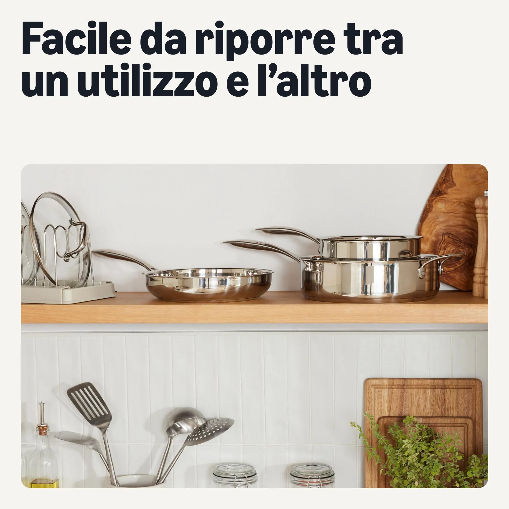 Amazon Basics Pentole in Acciaio Inox Set 5 Pezzi per Tutti i Piani Cottura