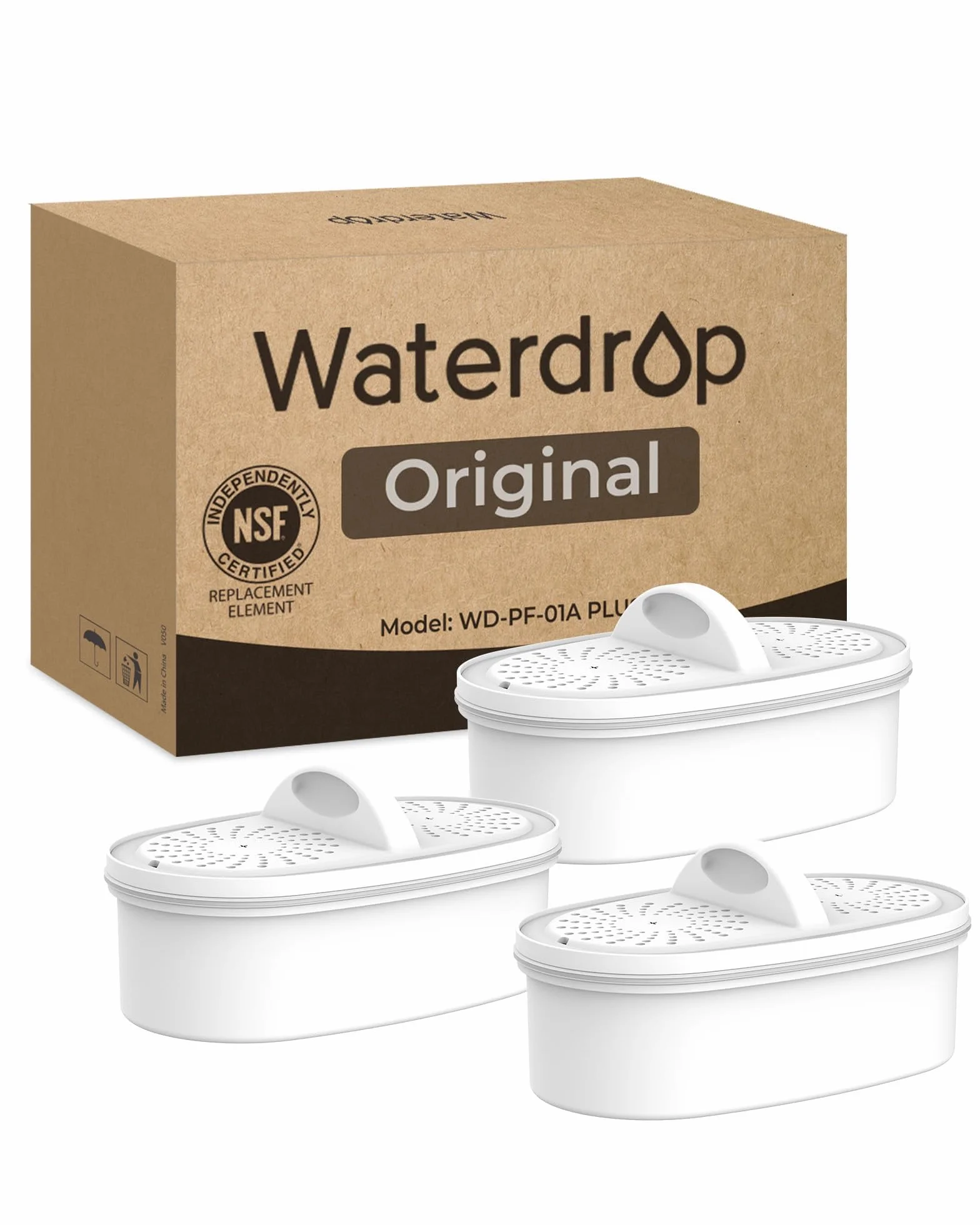 Waterdrop WD-PF-01A Plus Filtri di Ricambio NSF per Caraffa, 3 Pezzi, 757 Litri