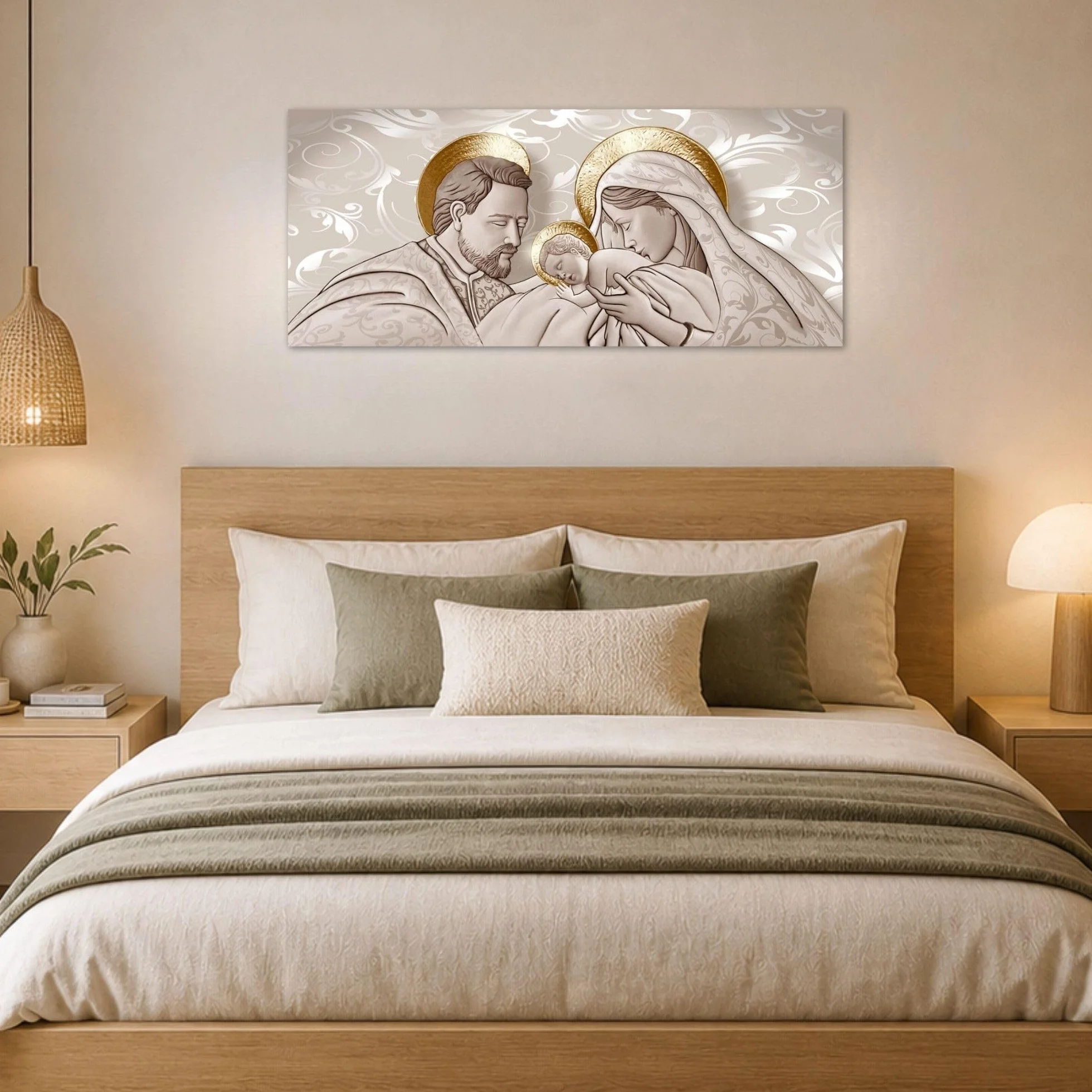 Lupia Quadro sacra famiglia Canvas Stampa su Tela 52x122 cm