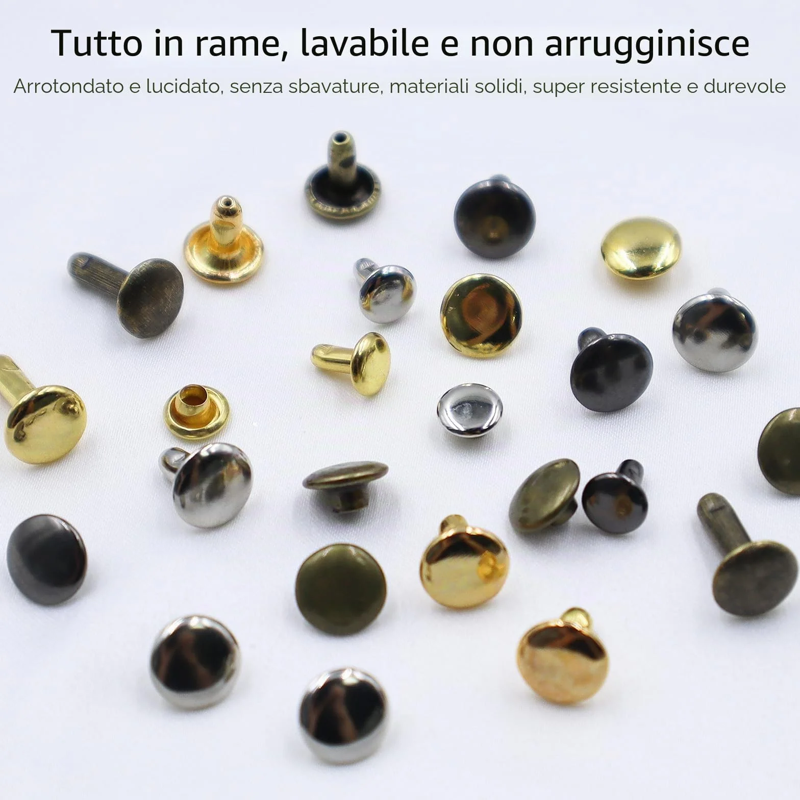 360 Set Rivetti per Cuoio 3 Taglie Rivetti di Pelle Doppio Tappo Tubolare Ribattini per Cuoio Rivettato Viti in Metallo con 3 Pezzi Strumento di Fissaggio borchie per Vestiti, Scarpe, Choker