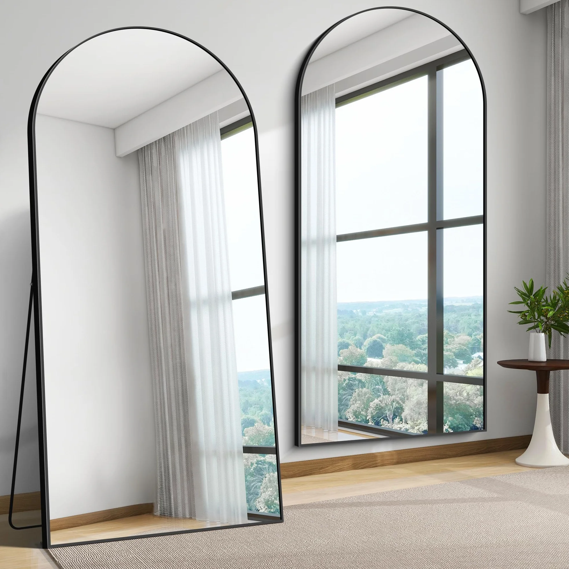 WOLIBEER Specchio a Figura Intera 192 x 85 cm, Grande Specchio da Terra con Cornice in Alluminio Nero, per Camera da Letto Cameretta Soggiorno Spogliatoio
