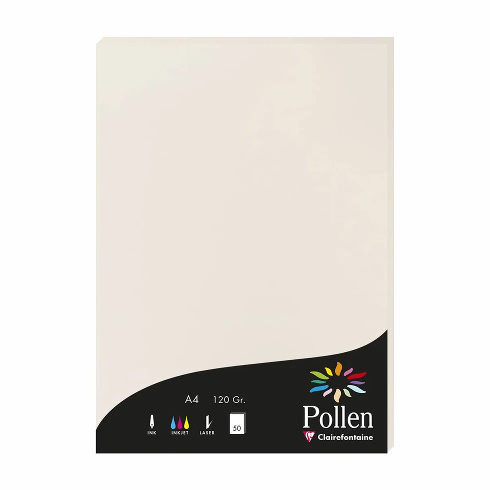 Clairefontaine Pollen Astuccio Carta Premium 50 fogli A4 120g/m² Grigio perla