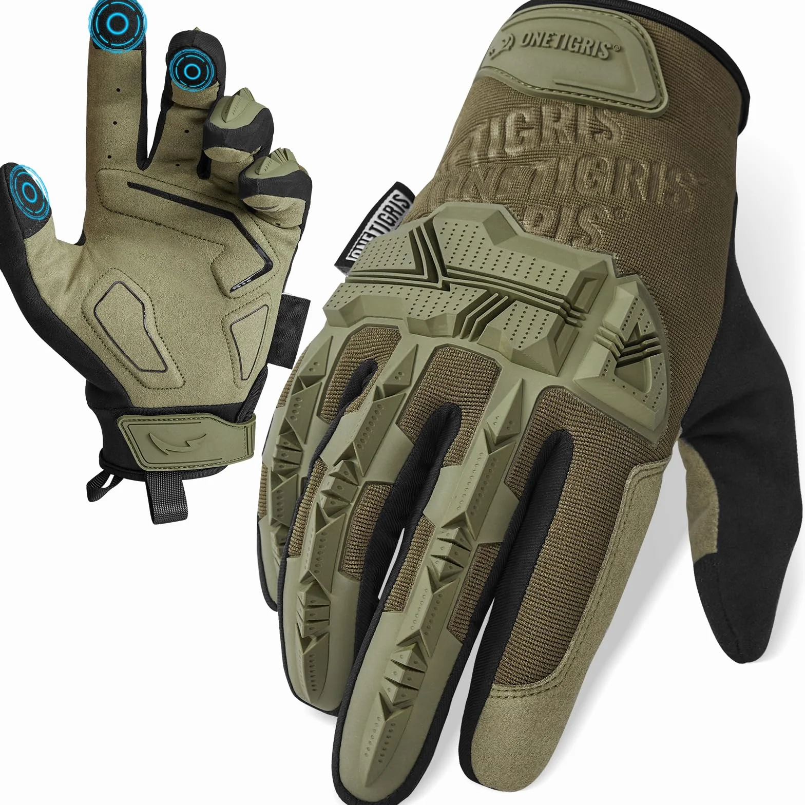 OneTigris Guanti tattici militari touch screen guanti da moto all'aperto guanti da motocross, guanti da arrampicata per softair, paintball, trekking, caccia, ciclismo