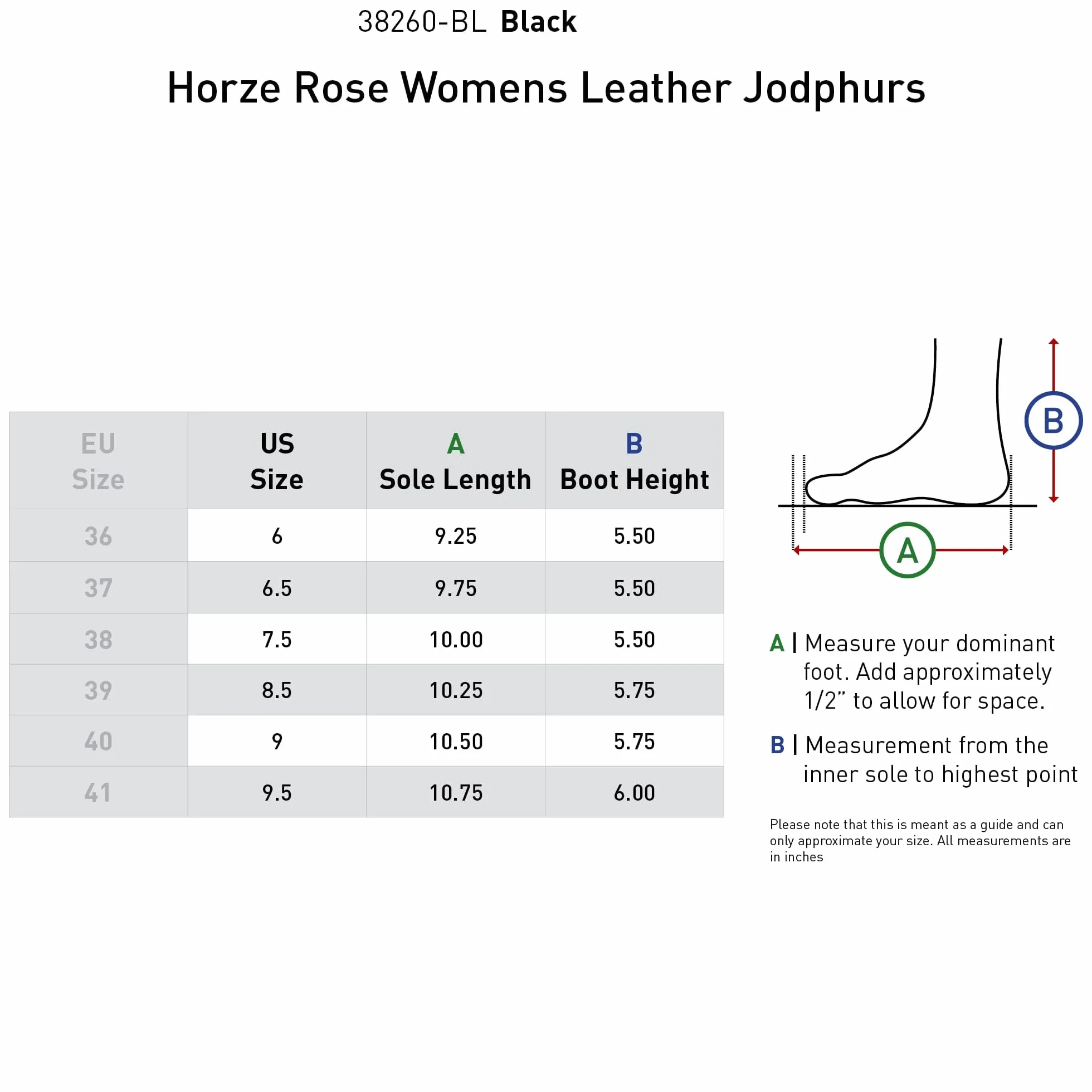 HORZE Stivaletti da equitazione in pelle con chiusura lampo