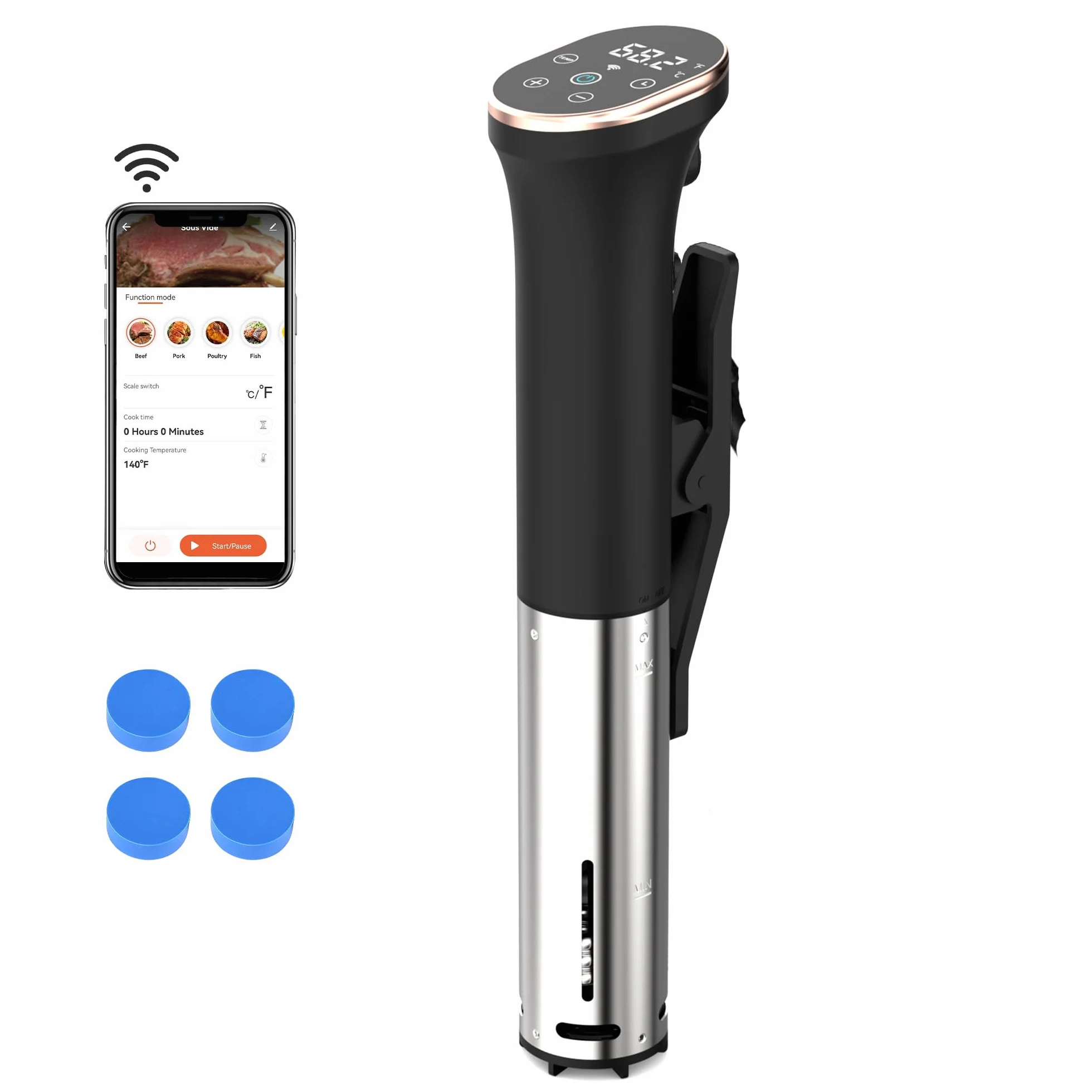 Karinear Sous Vide Roner 1400W 10-90℃ Acciaio Inox Professionale WIFI Cucina a Bassa Temperatura