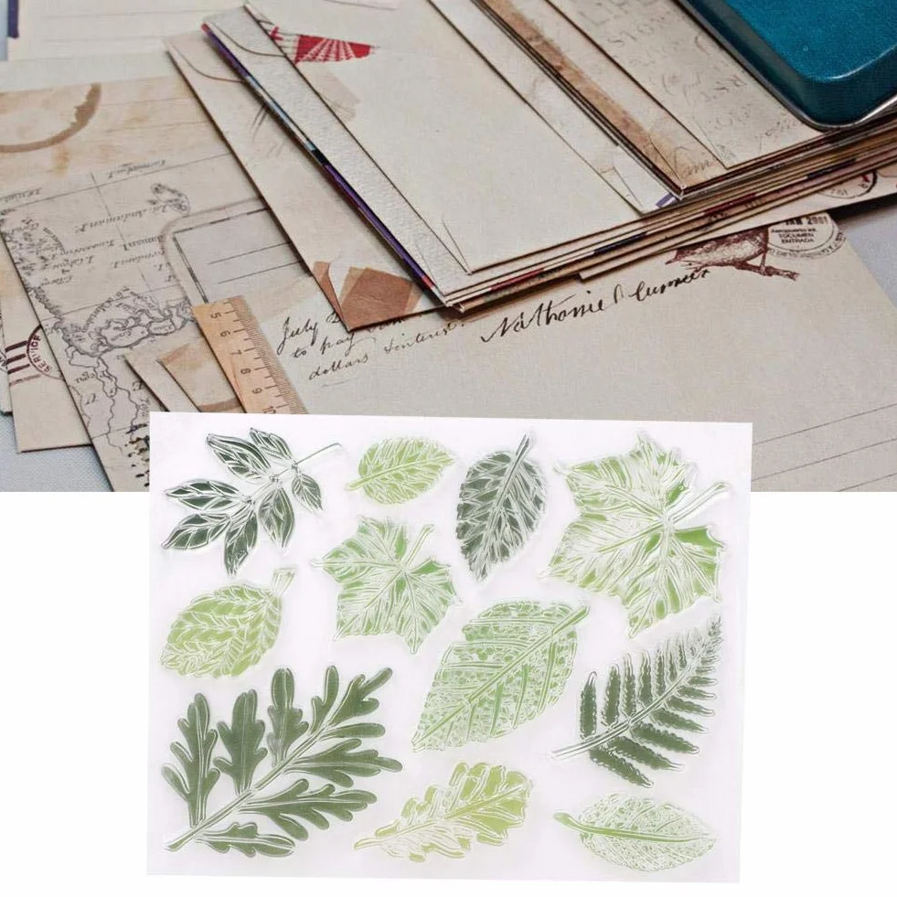Timbri in Silicone, Set di Timbri con Foglie di Fiori, Set di Timbri Trasparenti, per Decorazioni Fai da Te, Scrapbooking, Album di Compleanno
