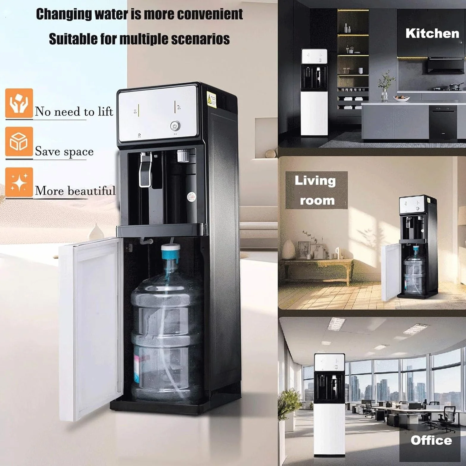 Distributore Acqua Ufficio, Erogatore Acqua Caricamento Dal Basso, Regolazione Temperatura 3 Livelli, Depuratore Acqua Casa Cafè Bar