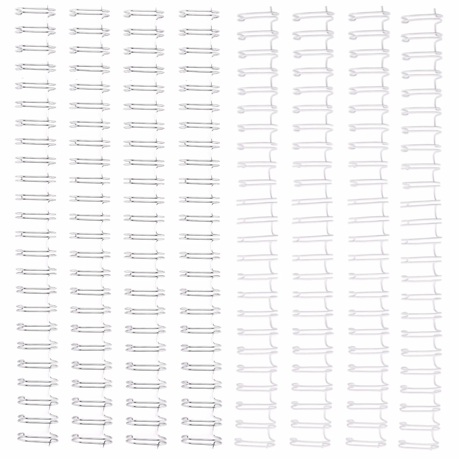 Vaessen Creative Spirali per Rilegatura Metallo Bianco e Argento – 8 pz da 30,5 cm x 16 mm e 2:1 Rilegare - per la Rilegatrice Bind Easy – Quaderni, Documenti, Planner, Diari e Album