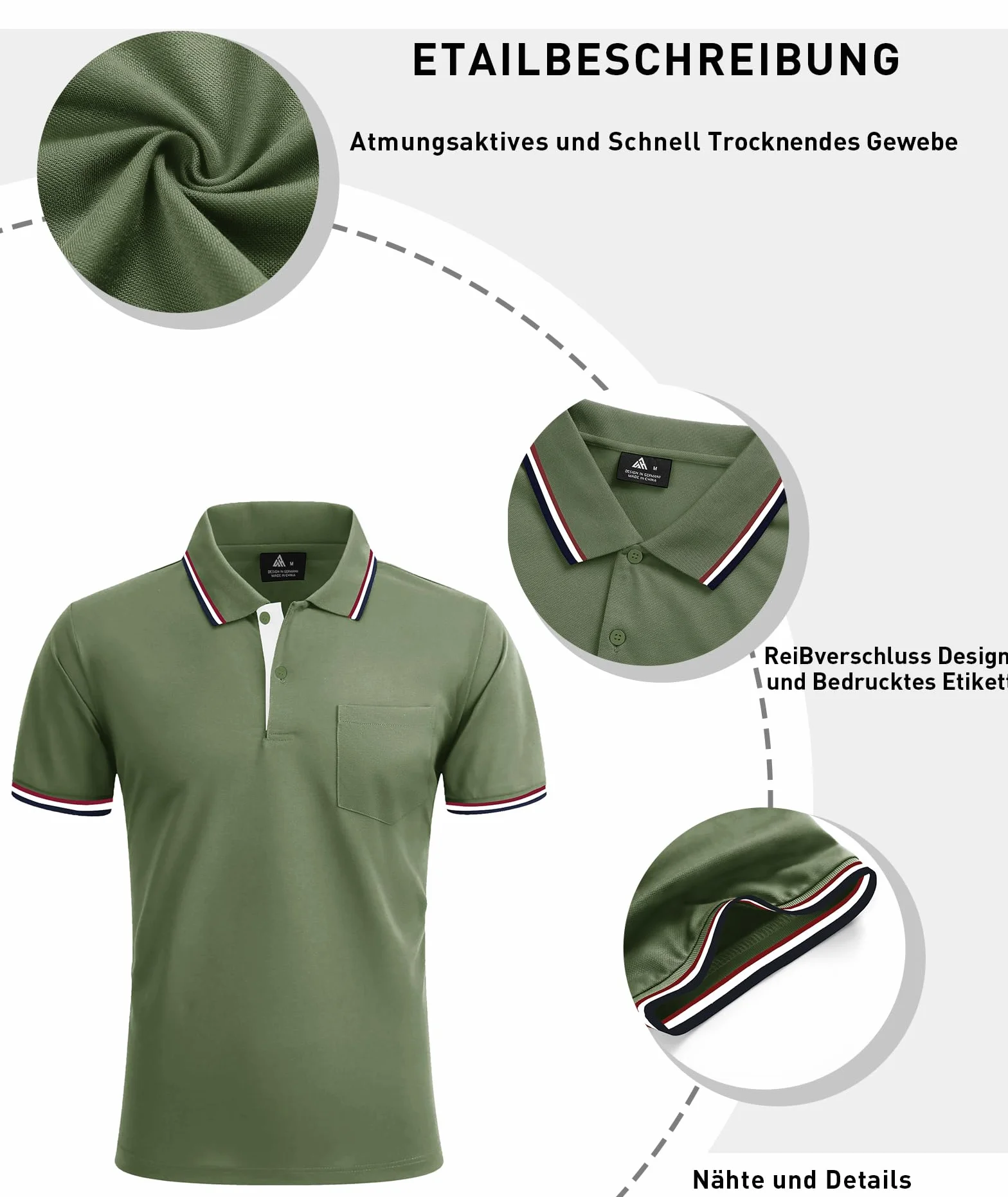 Polo Uomo Maniche Corte Leggera e Traspirante Golf Tennis T Shirt