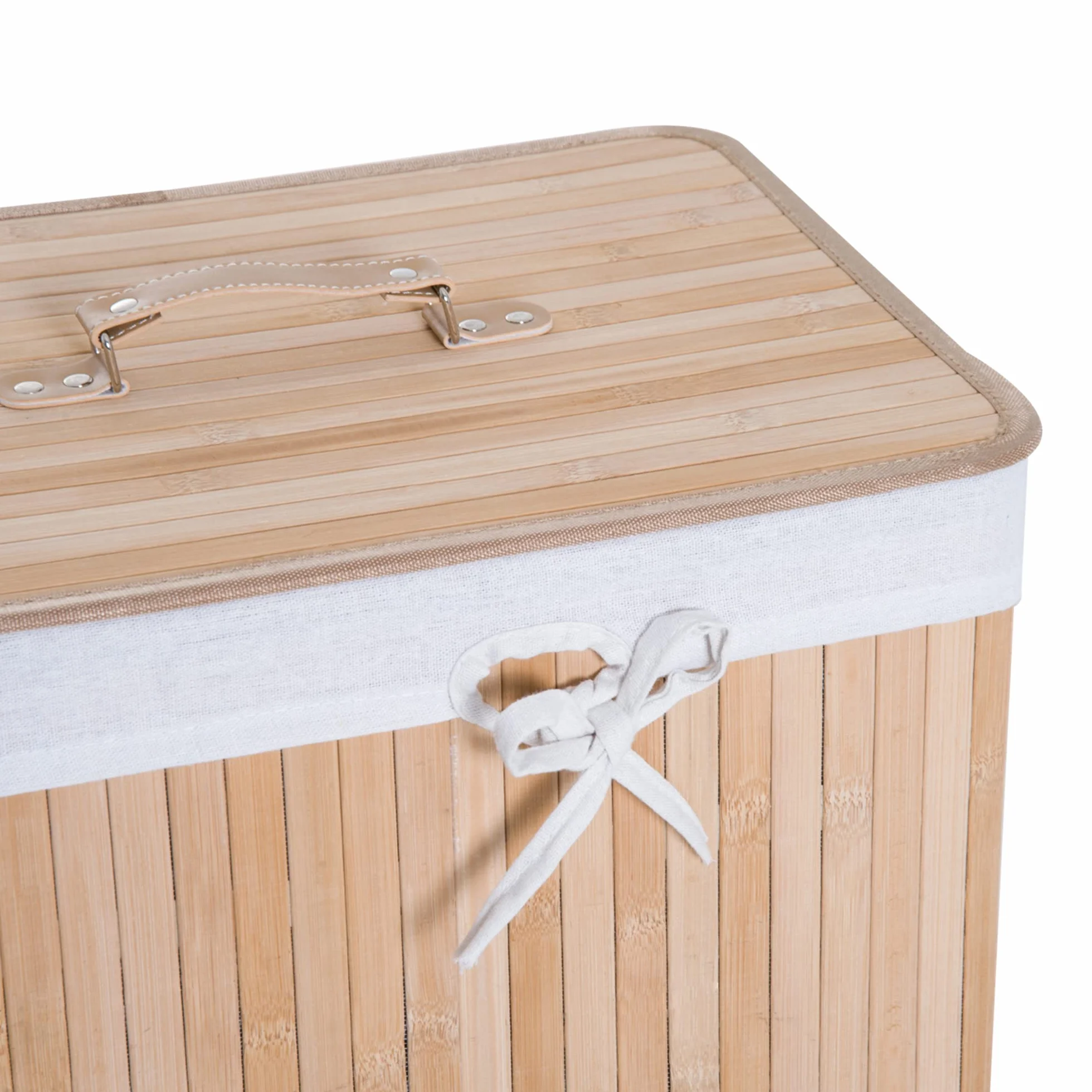 HOMCOM Cesto Portabiancheria in Bambù con Coperchio, Cestino per Biancheria con Sacco in Tessuto Rimovibile, 40x30x60cm, Naturale