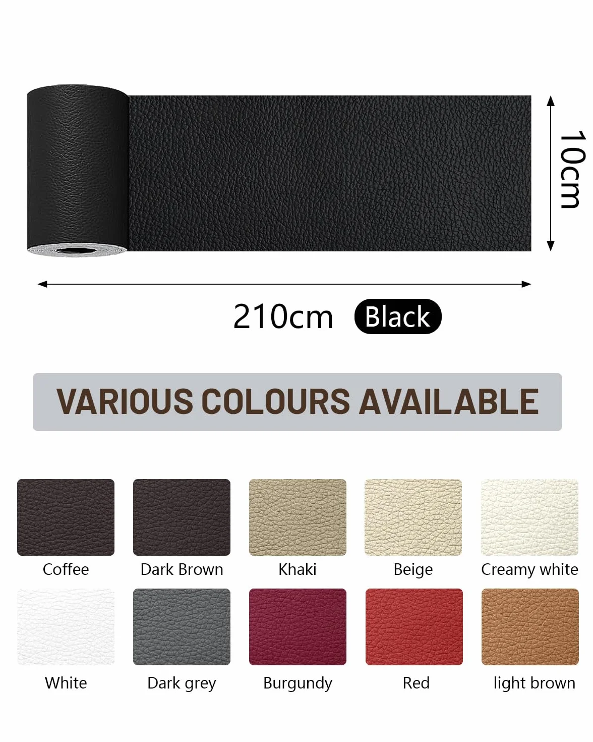 Pelle Adesiva per Riparazioni 10x210 cm Toppe per Tessuti Set Riparazione Nero