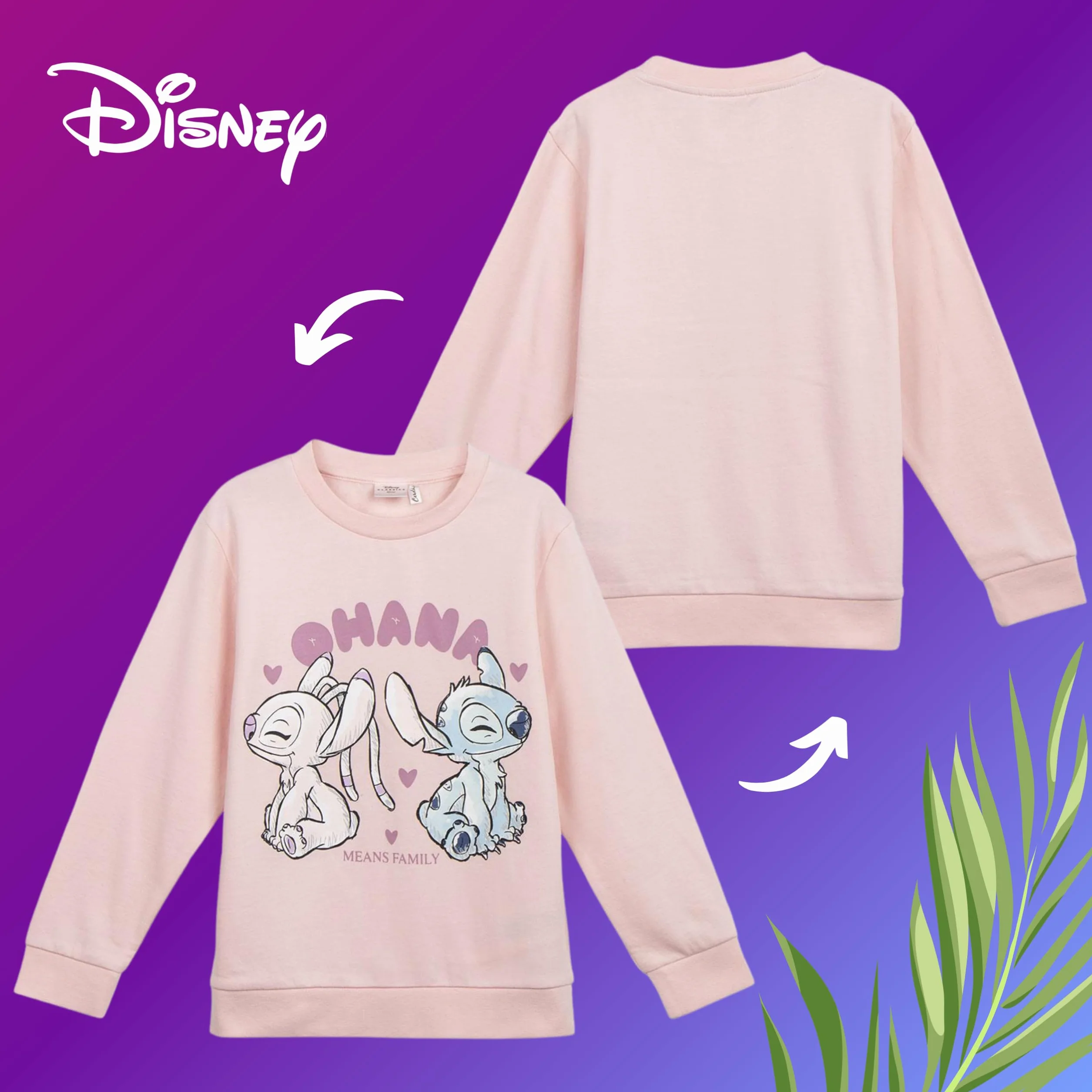 Disney Stitch Felpa per Ragazze, Maglione in Morbido Cotone, Regalo in Jersey Pullover per Bambina, Taglie 6 a 14 Anni
