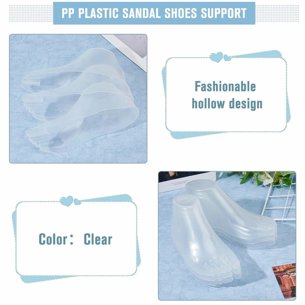 SUPERFINDINGS 3 Paia Strumenti per Modelli di Piede in Plastica Barella Sandalo Supporto Shaper Scarpe Trasparenti Display Manichino Femminile