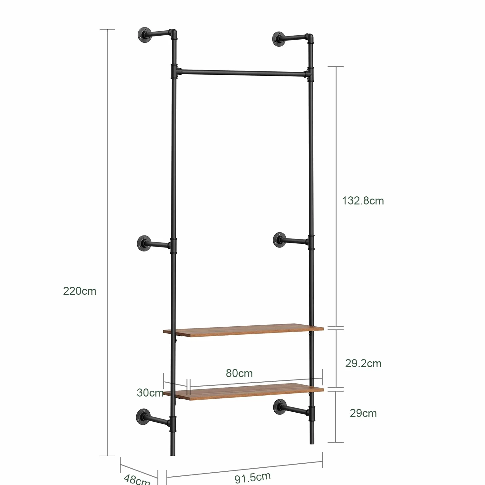 SoBuy Appendiabiti a Parete 45 kg 91,5x48x220 cm MDF Nero KLS20-SCH