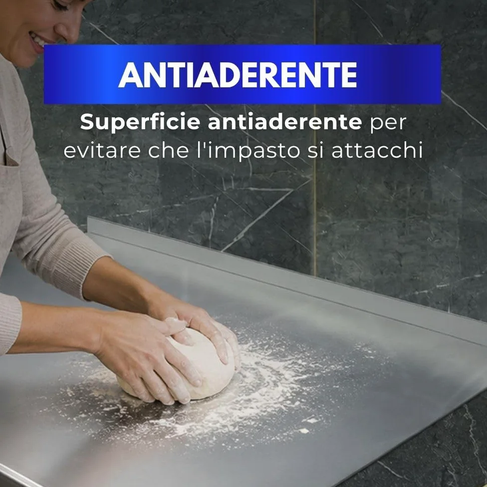 INOXLM Spianatoia per impastare Piano da Lavoro in Acciaio Inox Varie Misure per Cucina per Bar per Ristorante per impastare con Piega ed Alzatina (120X56 Piega 2 cm Alzatina 4 cm)
