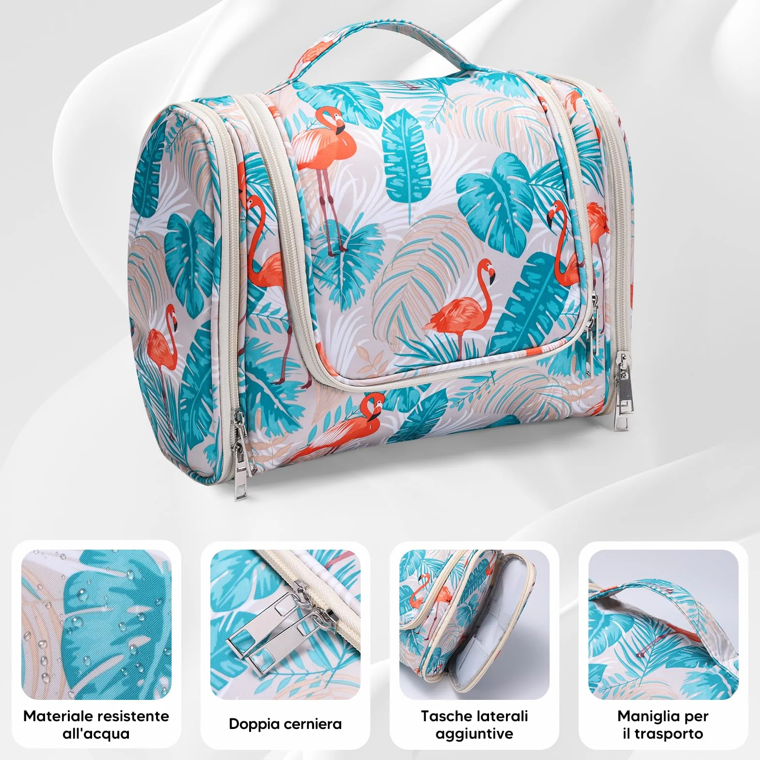 Beauty Case da Viaggio, Grande Borsa da Toilette da Appendere per donna e Uomo, 4 in 1 Beauty Case Impermeabile con Gancio Girevole
