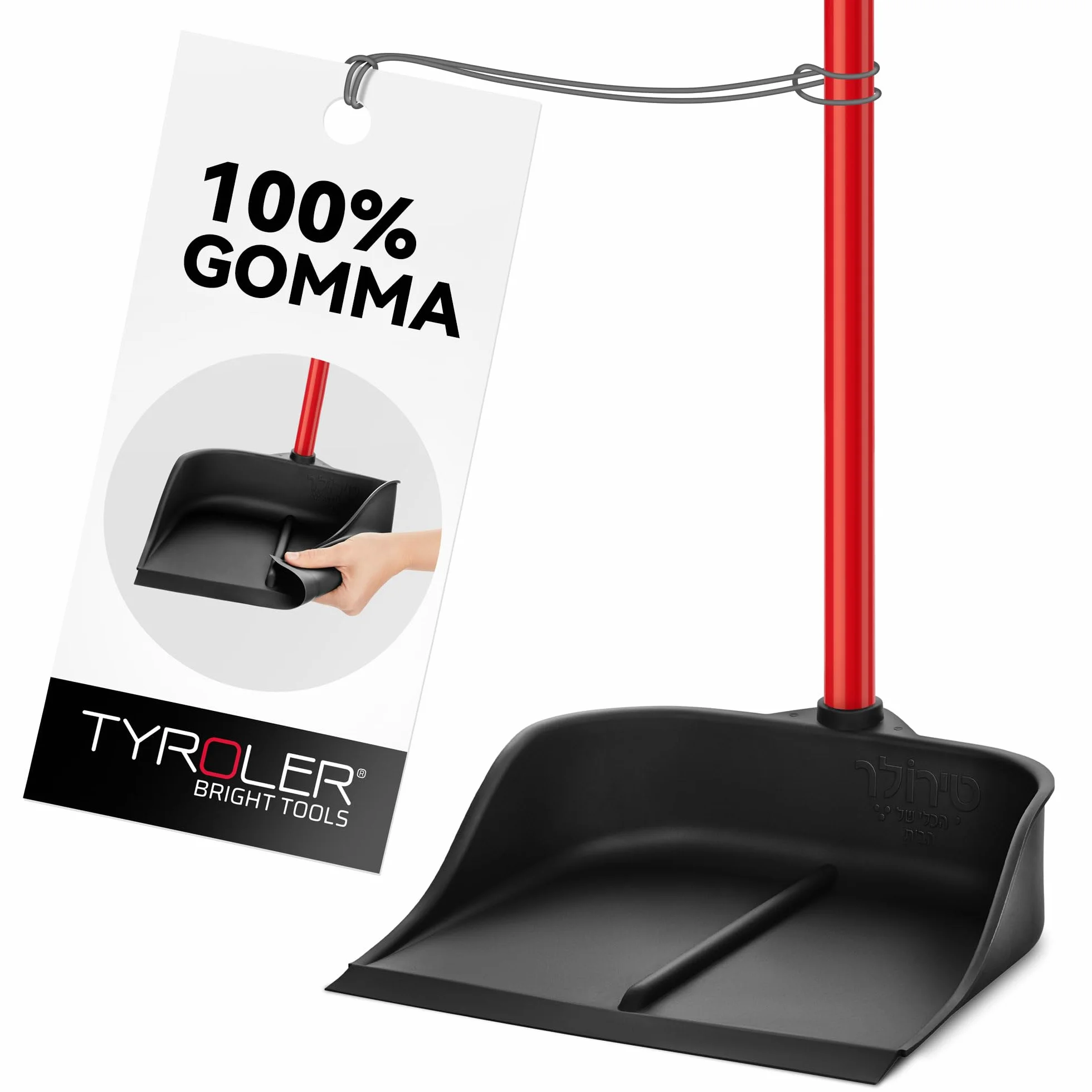 Tyroler Paletta Magica | 100% Gomma Naturale | Manico Antiruggine in Alluminio 105cm | Design da Appoggio | Compatibilità Universale con Scope