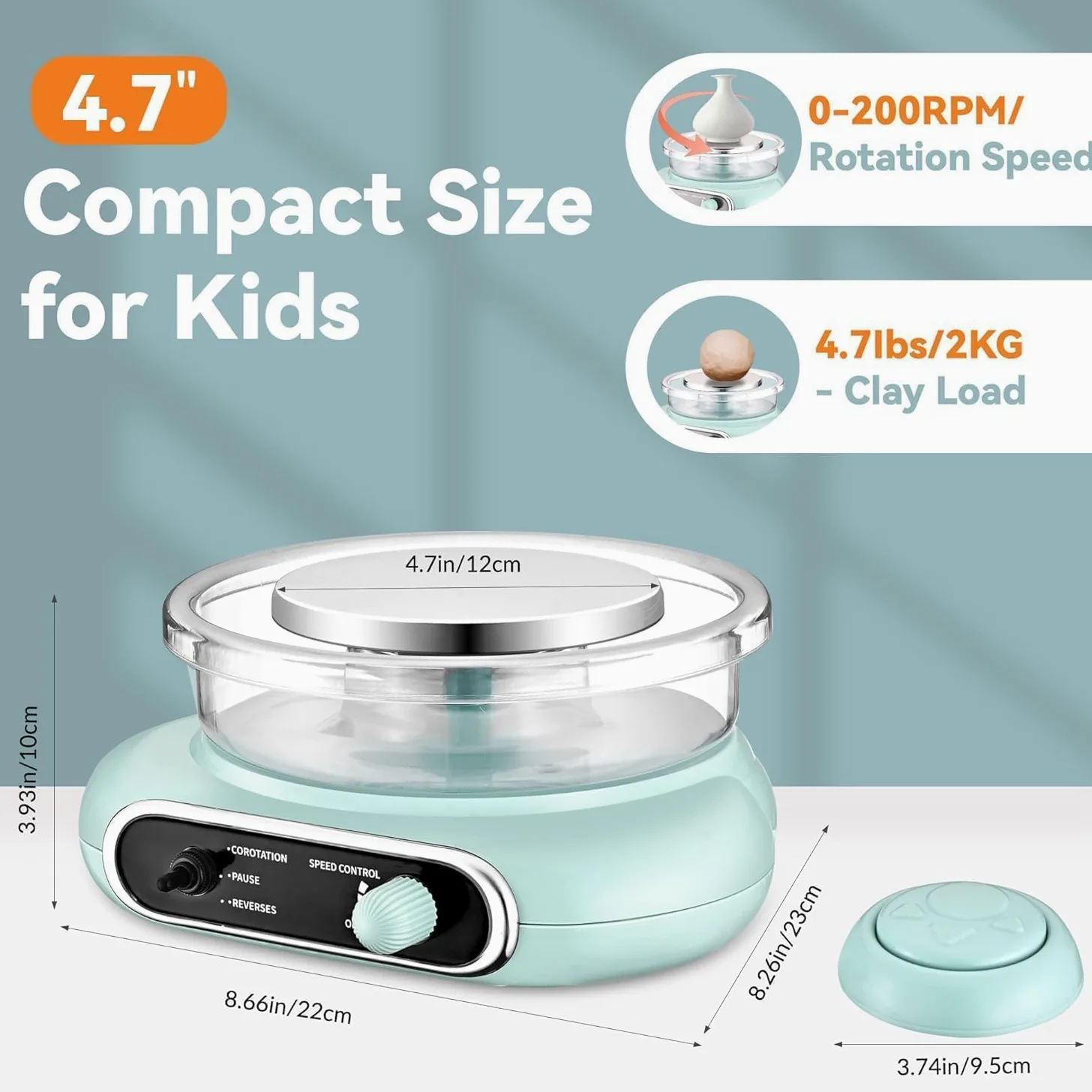 Kit ruota elettrica per ceramica con piatto girevole staccabile e accessori, macchina formatrice per argilla per bambini e principianti, ideale per artisti e hobbisti