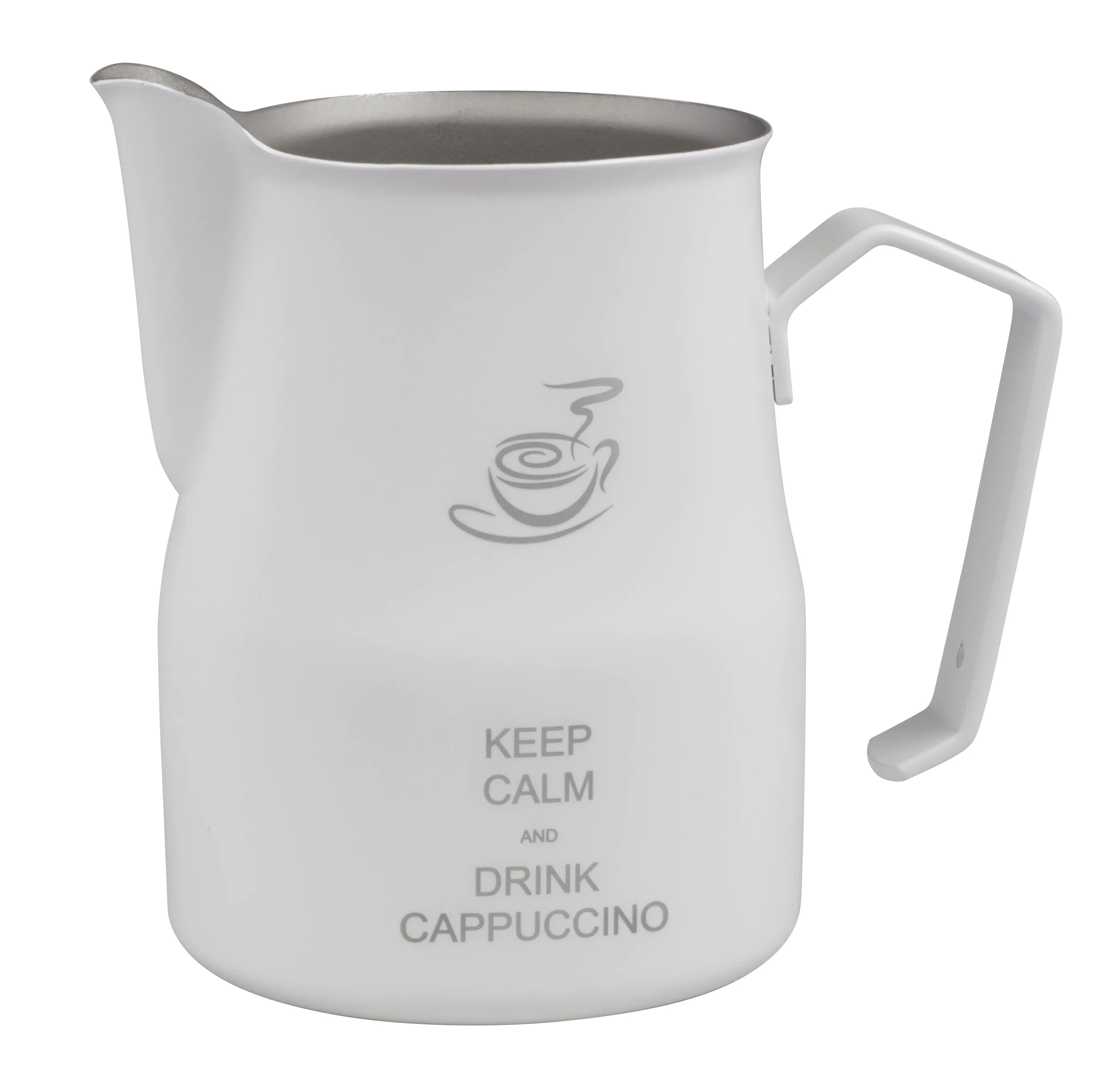 Metallurgica Motta Keep Calm Brocca per Latte, Acciaio Inox, Bianco