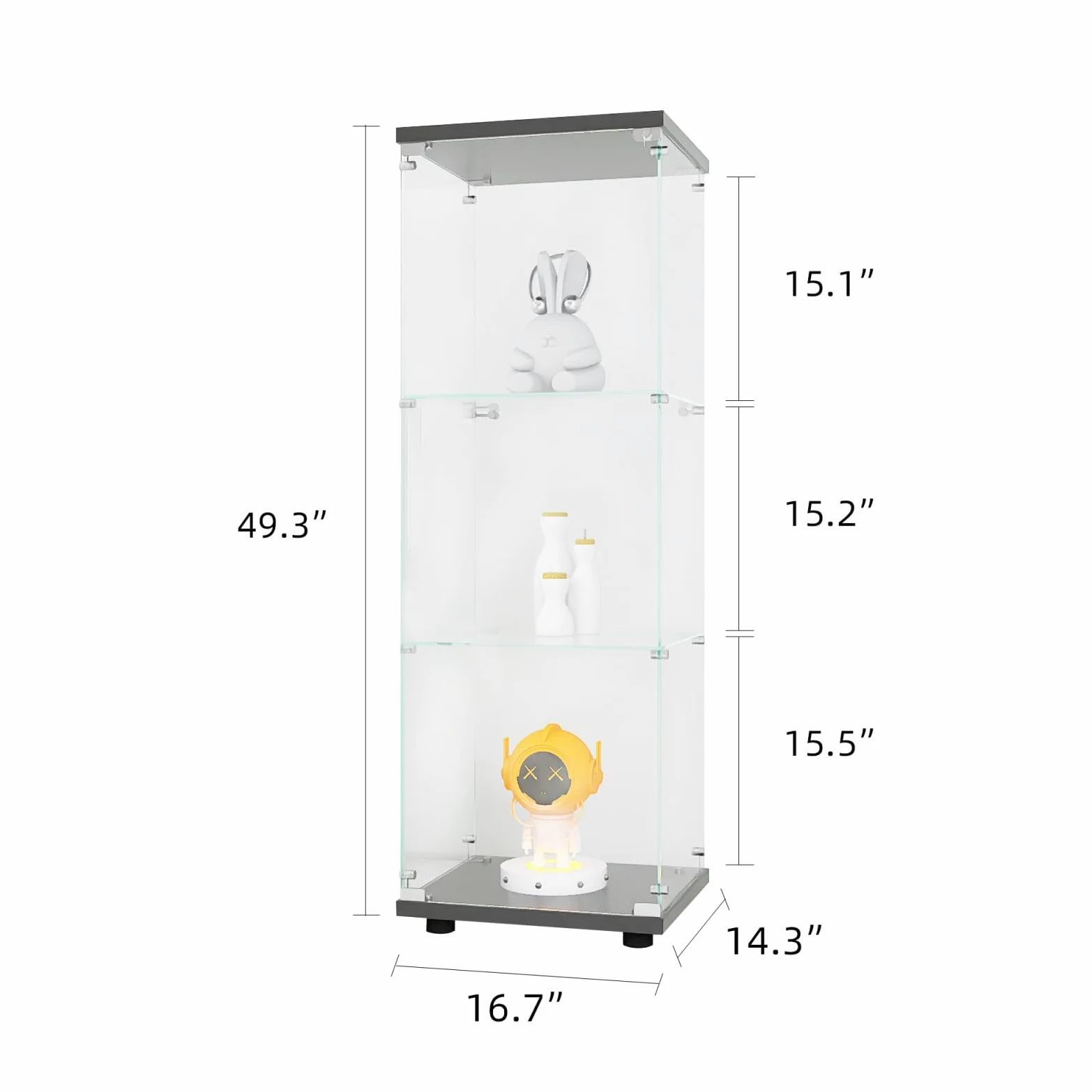 Jeerbly Vetrina in vetro, vetrina monopanta per soggiorno, camera da letto, ufficio, blg-15