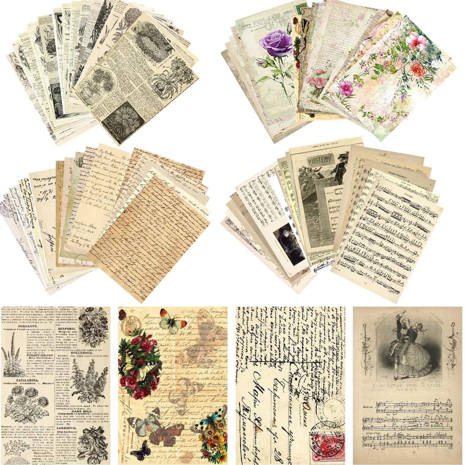 Carta Decorativa Vintage per Scrapbooking 120 Fogli 14x20cm Accessori