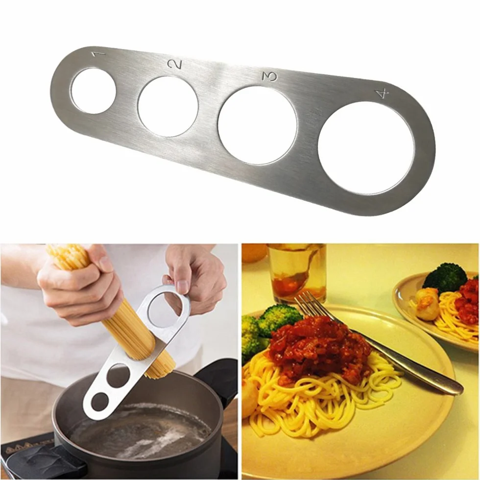 Dosaspaghetti in Acciaio Dosatore per Spaghetti in Acciaio Inox Misuratore di Pasta a 4 Fori in Acciaio Inox per misurare la Pasta