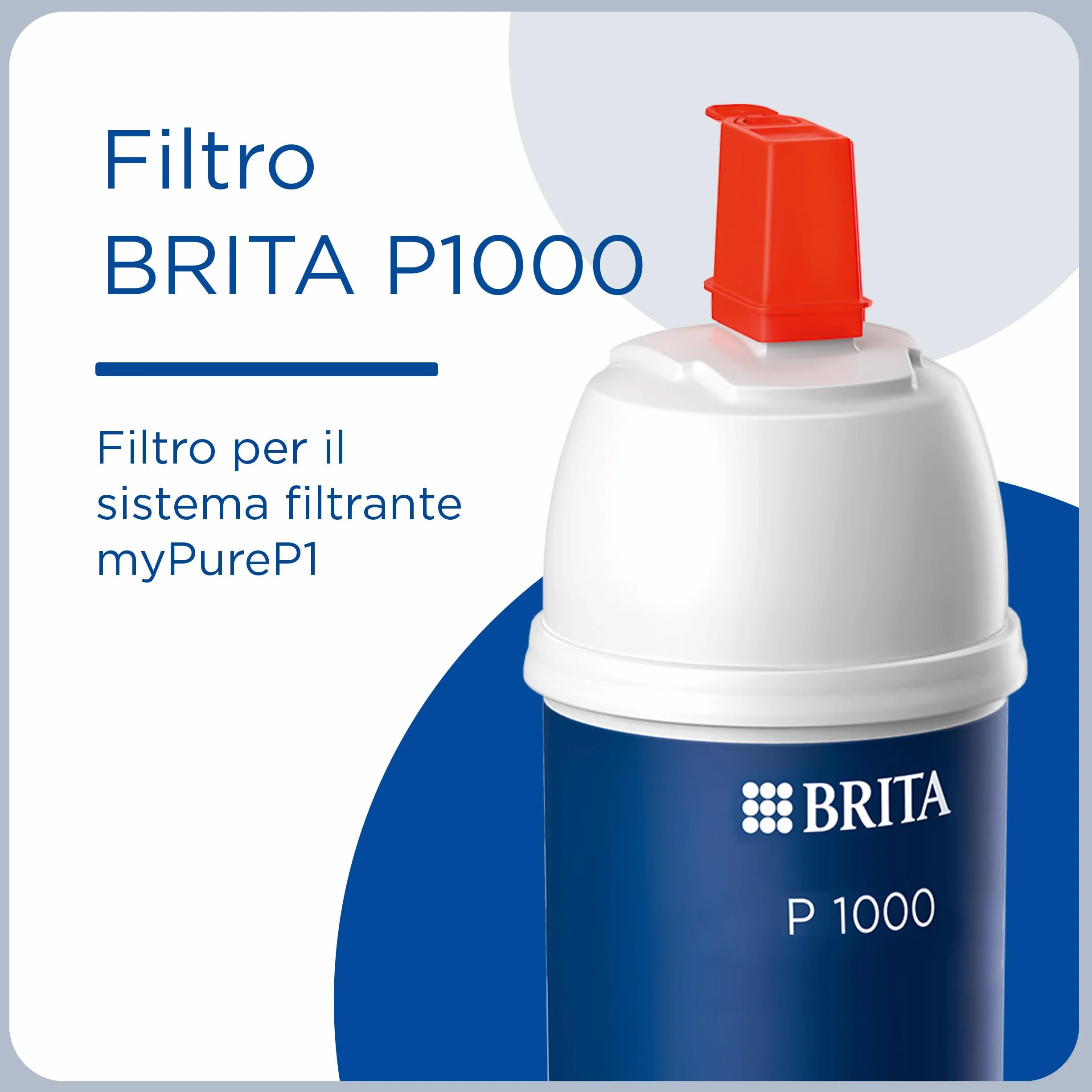 BRITA filtro P1000 per sistema filtrante mypure P1, 1200 l / 12 mesi - riduce calcare, metalli, cloro