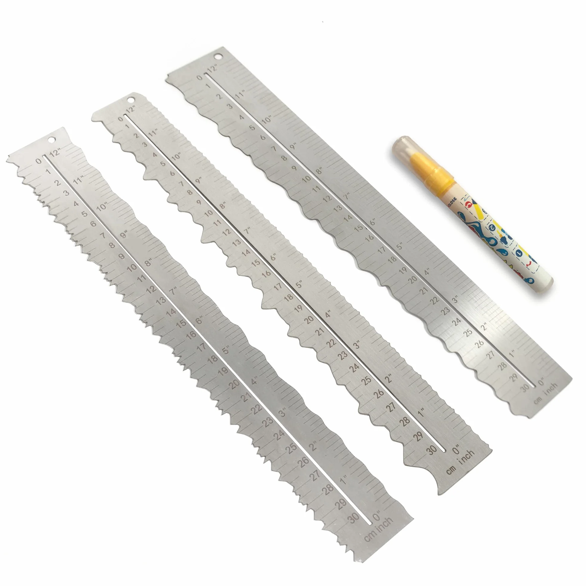 Righelli in acciaio inox per tagliare carta a linee ondulate 30,5 cm strumento di misurazione
