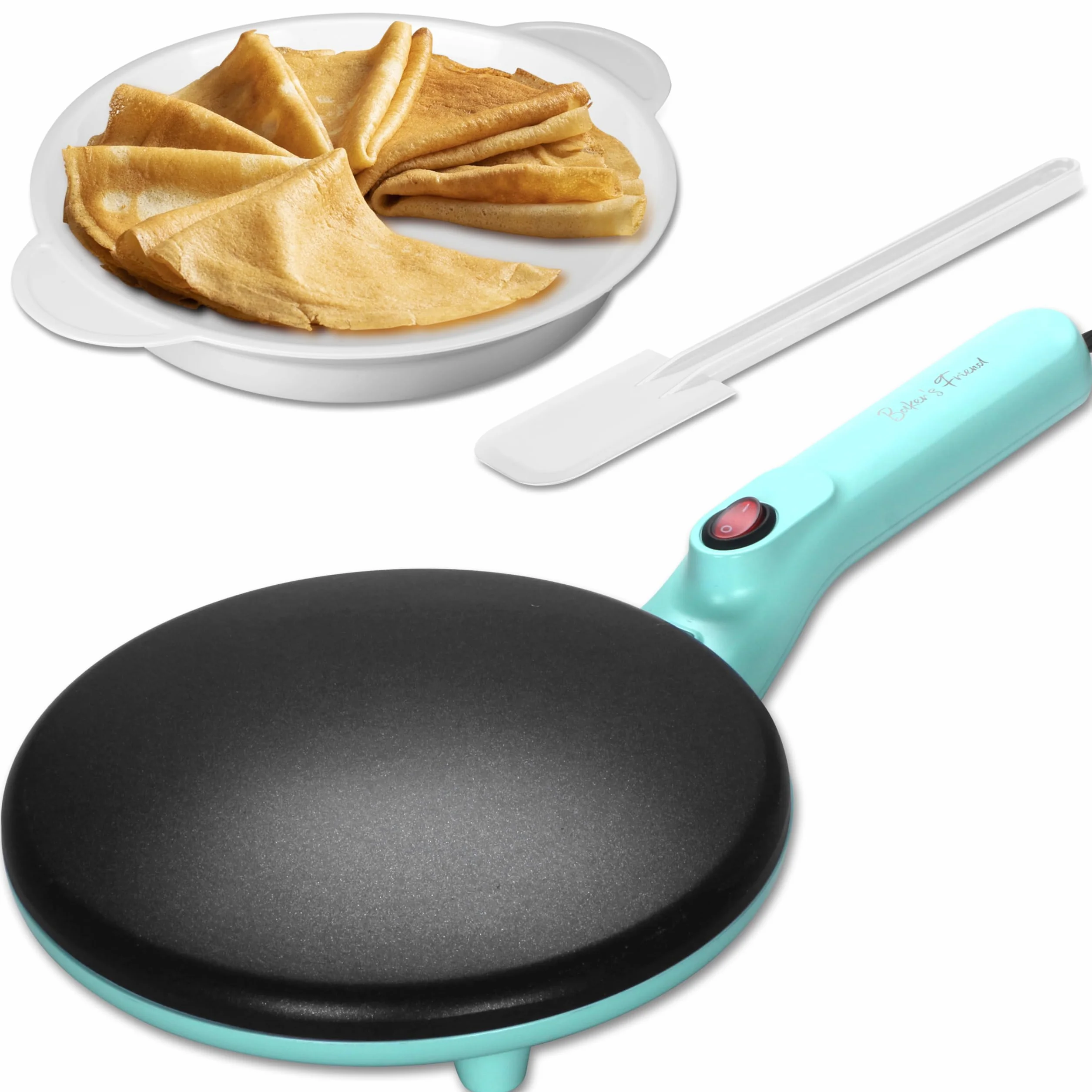 Baker's Friend Macchina per Crêpes Istantanee 20 cm Antiaderente, Blu-verde