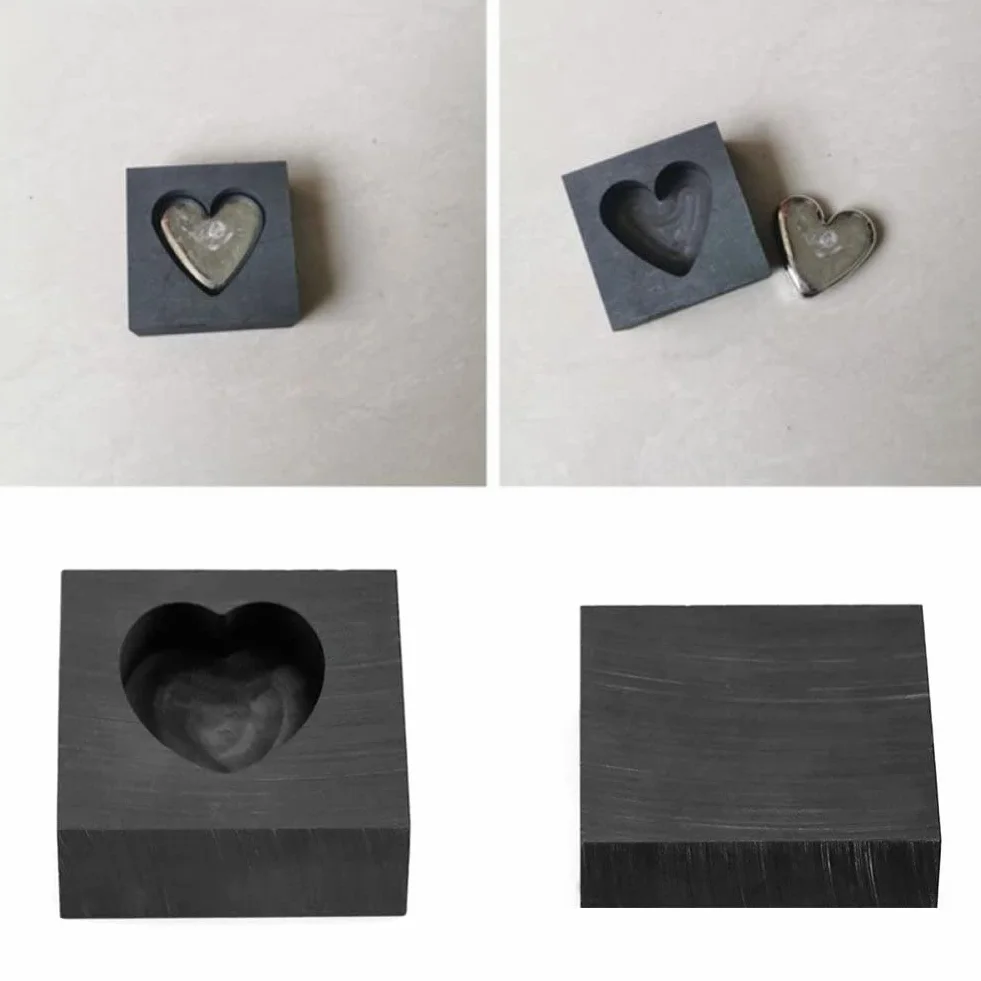 Casting di Grafite Ad Alta Densità Morma in Lingotto Forma a Forma di Cuore Mapilibile Stampo Oro in Argento in Genodo di Gioielli per Artigianato