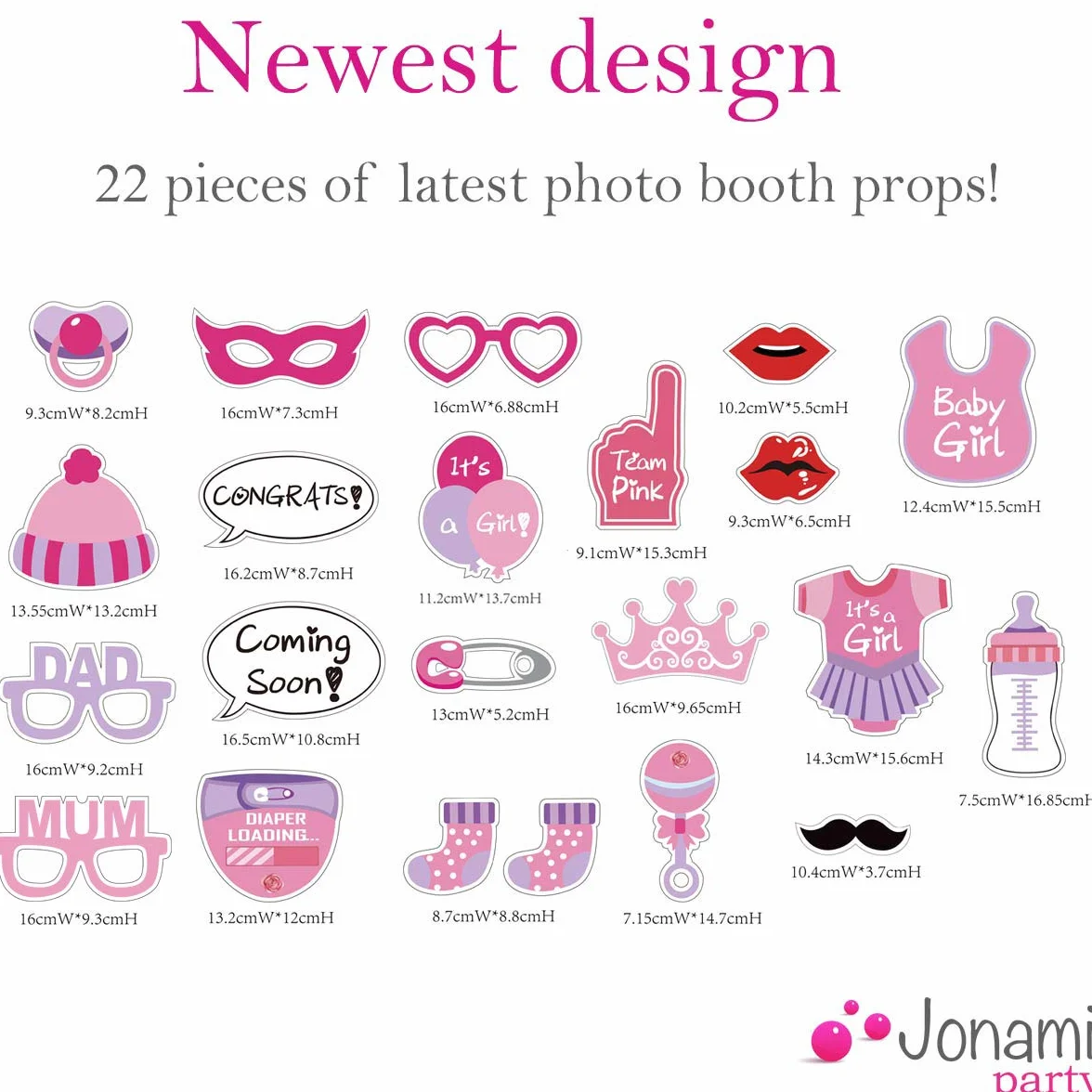 Jonami Foto Booth Props Nascita Bambina, Accessori Foto Divertenti Neonata, Photo Booth Props é Una Femminuccia Femmina. Decorazioni e Accessori di Scena per Selfie