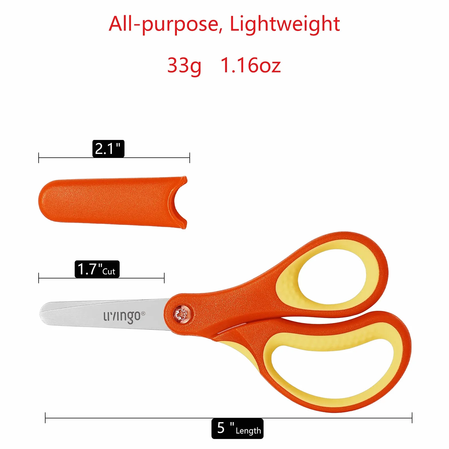 Forbici per Bambini 12,7 cm Acciaio Inossidabile Punta Arrotondata 3 Pezzi Arancione Giallo Blu