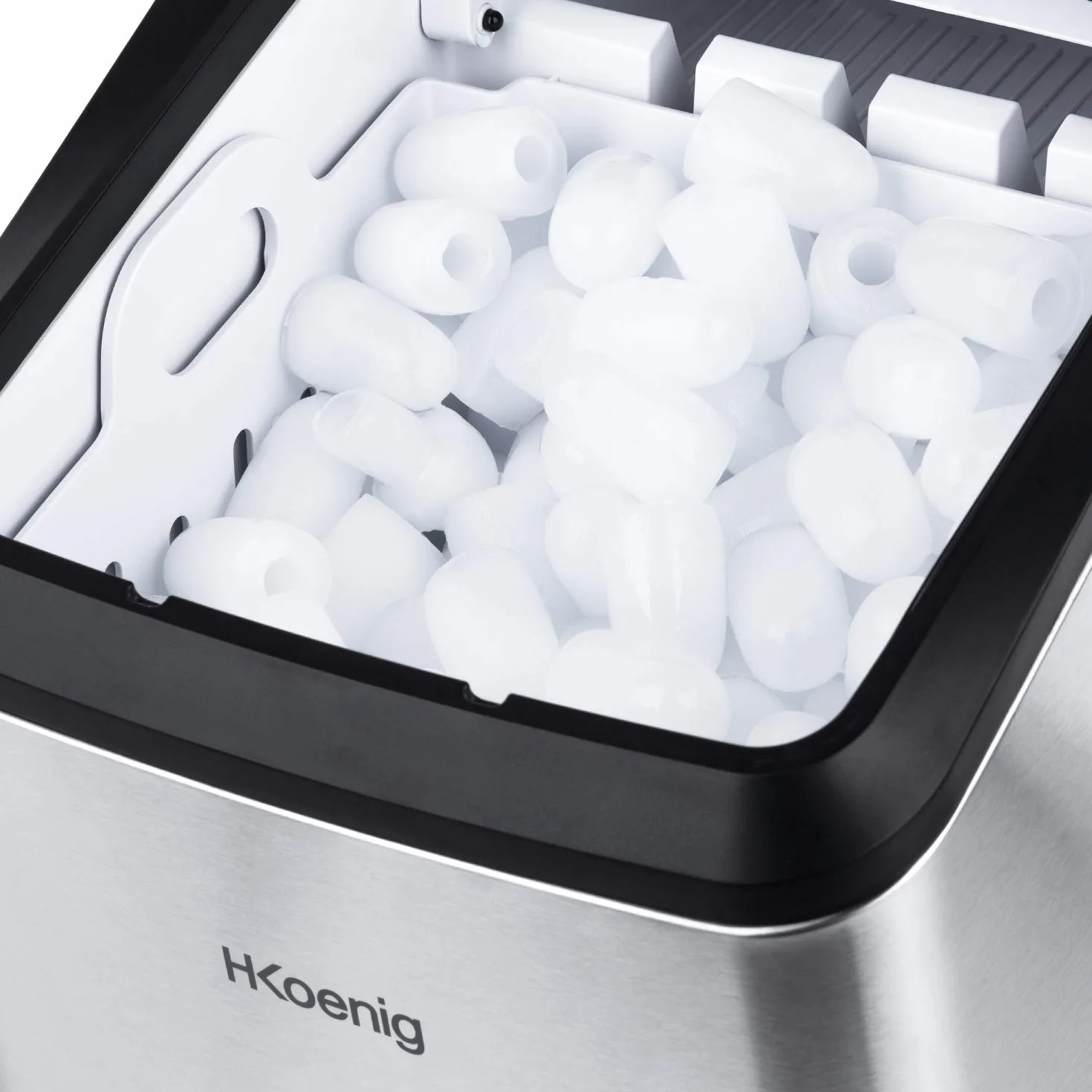 H.Koenig Macchina del ghiaccio KBP40, 15 kg di cubetti al giorno, 2 formati di cubetti di ghiaccio, automatico, compatto, collegabile al rubinetto, cubetti pronti in 6 minuti, serbatoio 2,8 L