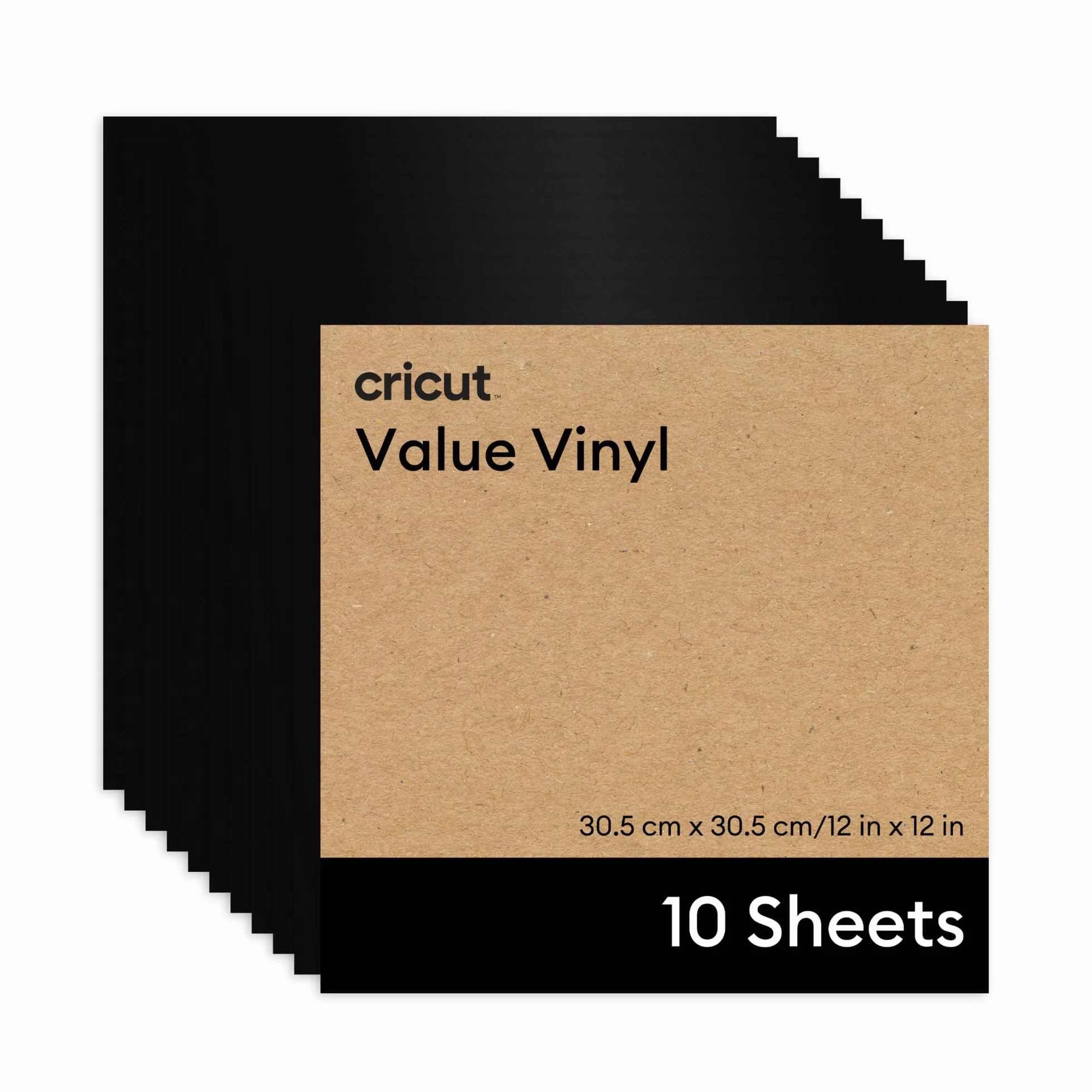 Cricut Pellicola in vinile per plotter 10 fogli 30,5 cm x 30,5 cm autoadesiva permanente Nero