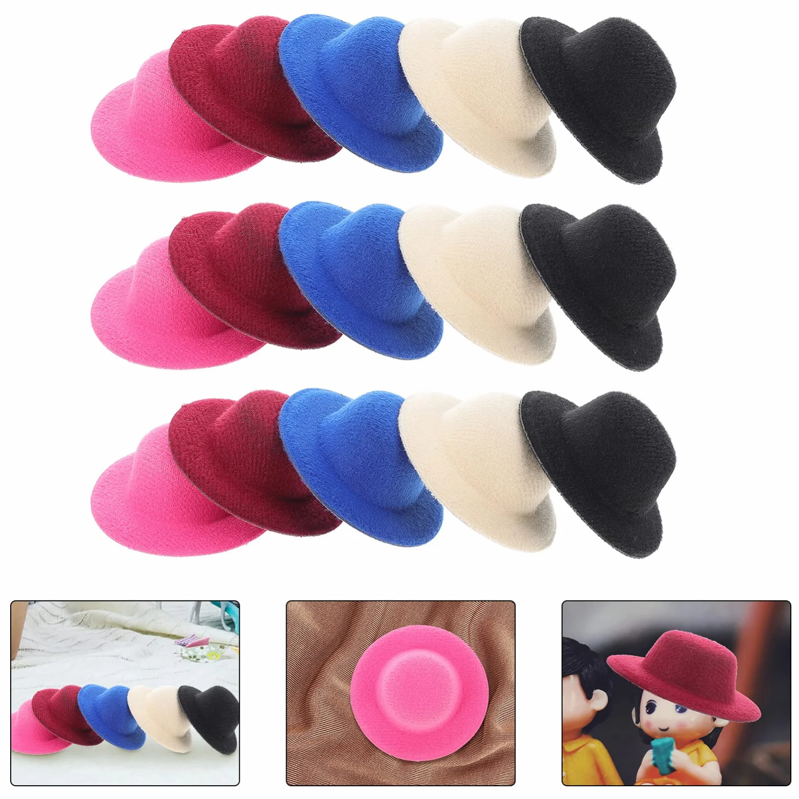 Mini Cappellino Top Cappellino Doll: 15Pcs Piccolo PET PET PET PATE LOLLLIPOP Cap Vino Bottiglia di Vino Copertura Carina Bambola Cappelli per Fai da Te Artigianato Artigianale