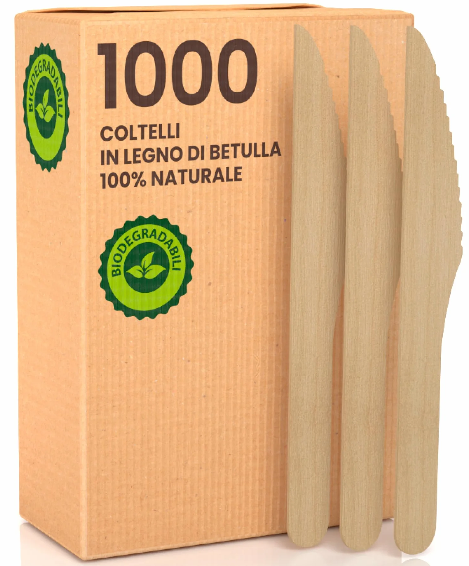 Coltelli Ecologici in Legno di Betulla Monouso 100% Biodegradabili Compostabili