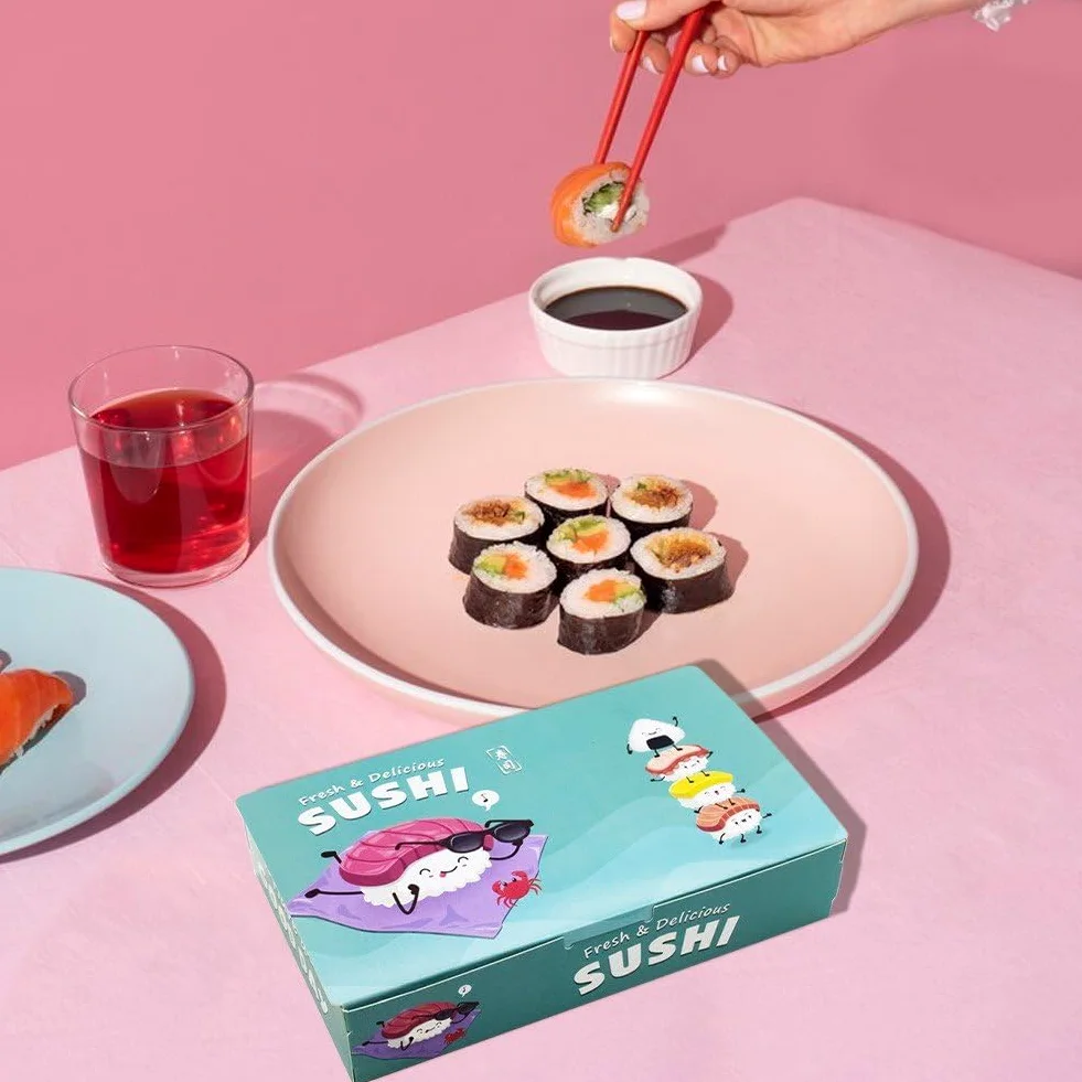 Scatole per Alimenti Asporto 100 Pezzi Scatole per Salumi Piccoli Contenitori per Sushi Palline di Riso Contenitori Asporto Fornitura di Imballaggi per Ristorante