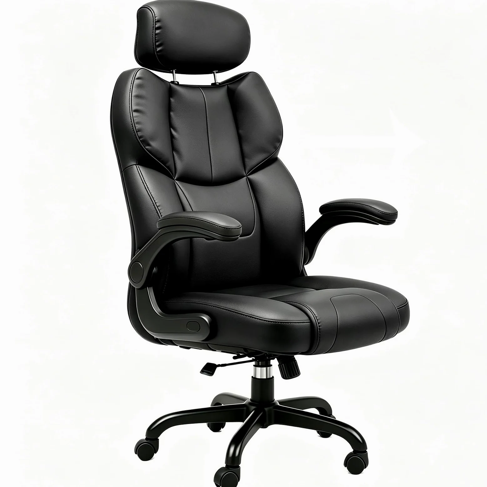 naspaluro Sedia Ufficio Ergonomica con Braccioli Regolabili, Sedia Scrivania con Rotelle, Poltrona Direzionale PU, Supporto Lombare, Schienale Alto 83 cm, Altezza Regolabile e Girevole 360°, Nero