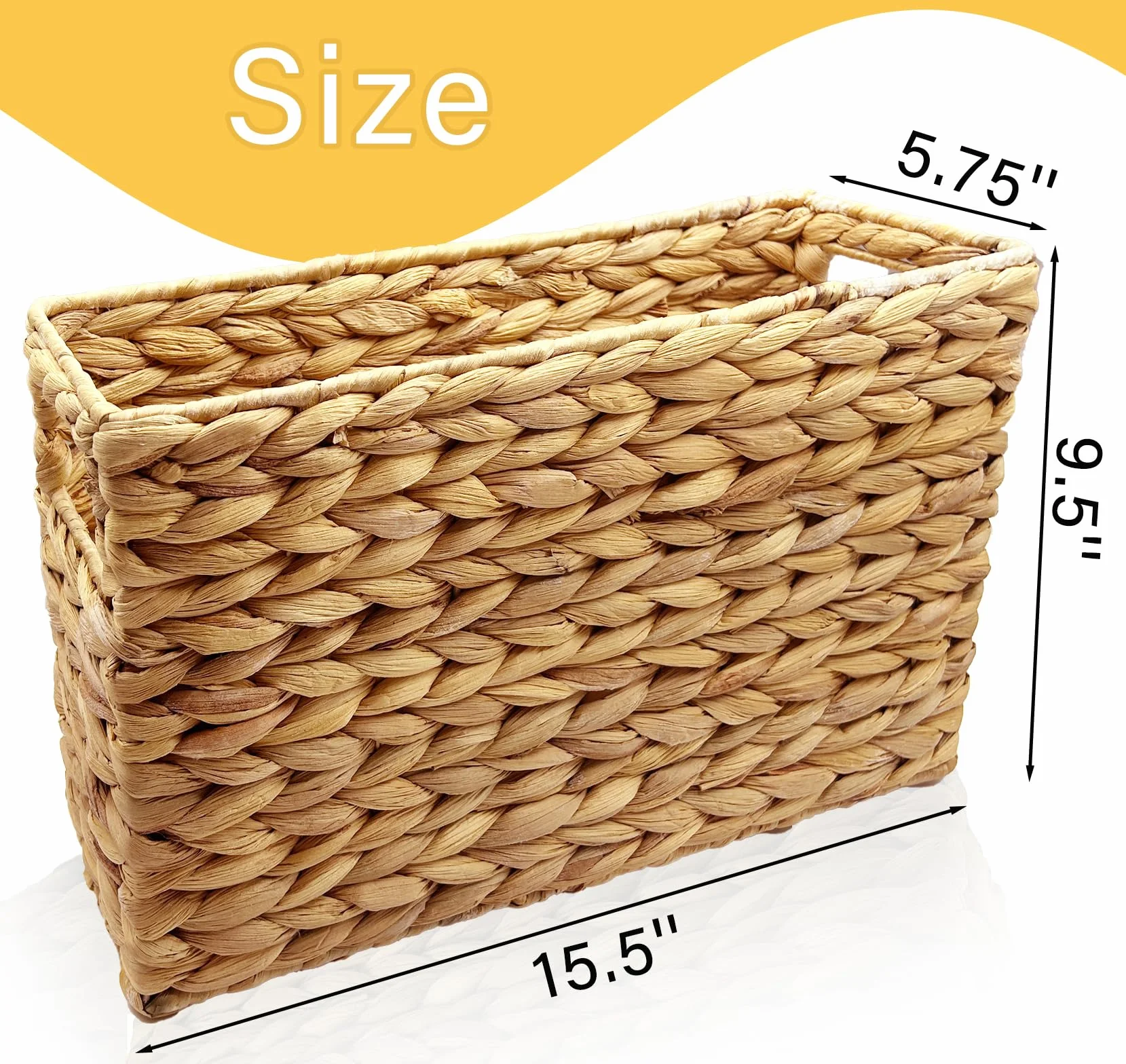 Nexboraque Kosz wiklinowy ręcznie pleciony z hiacyntu wodnego 39,5x14,5x24 cm