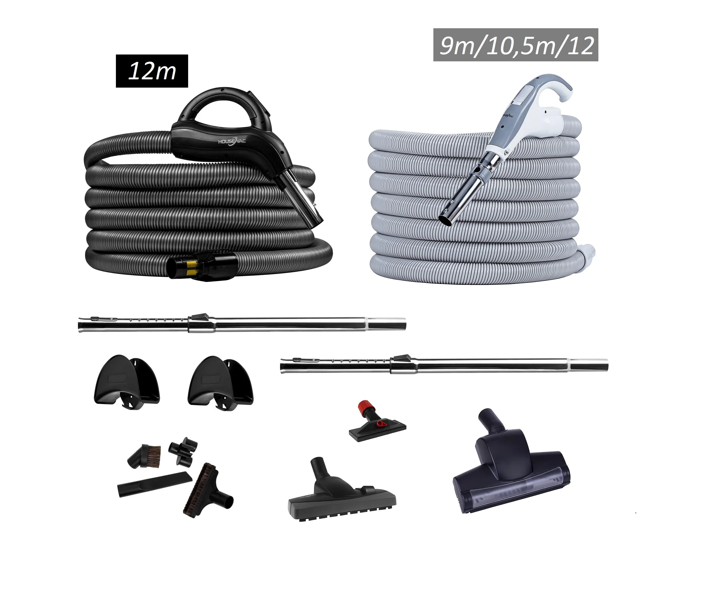 Aspirapolvere centrale HV-755ST-35H + kit di accessori per la pulizia della vostra casa, potenza di aspirazione 755 AirWatts, motore Ametek da 1700 W, 2 turbine, Soft Start/Stop