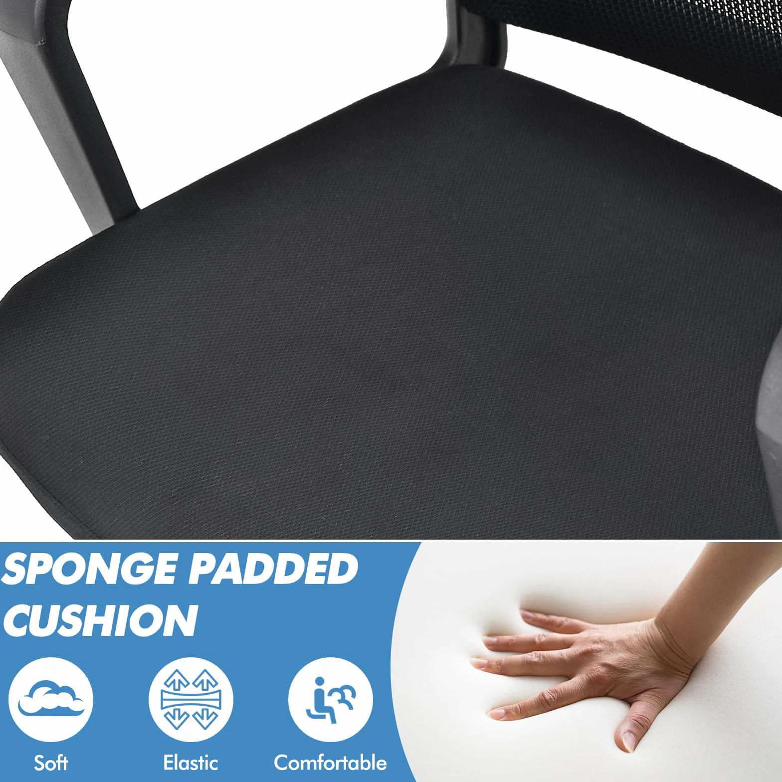 GIANTEX Sedia da ufficio, per riunioni e riunioni, ergonomica, con braccioli e supporto lombare, struttura in metallo, portata fino a 136 kg, seduta imbottita
